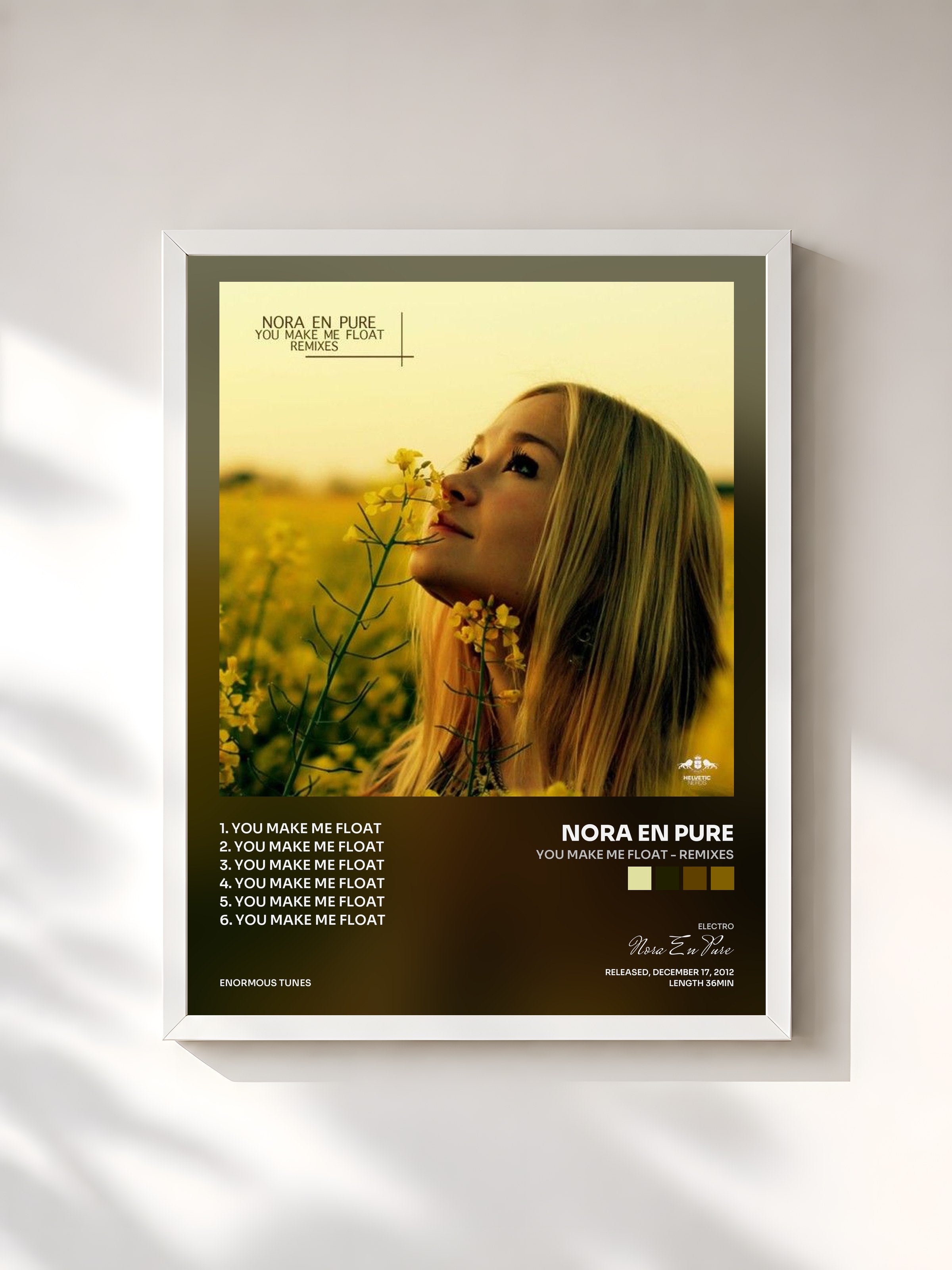 #blanc Tableau de l'album You Make Me Float - Remixes de Nora En Pure, cadre blanc, imprimé et encadré en France