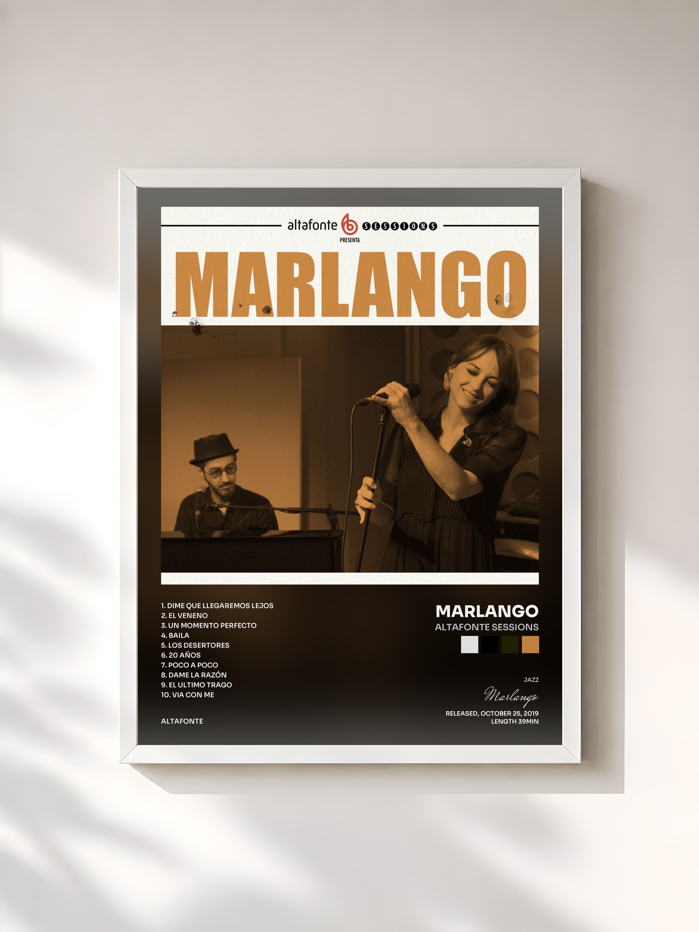 #blanc Tableau de l'album Altafonte Sessions de Marlango, cadre blanc, imprimé et encadré en France