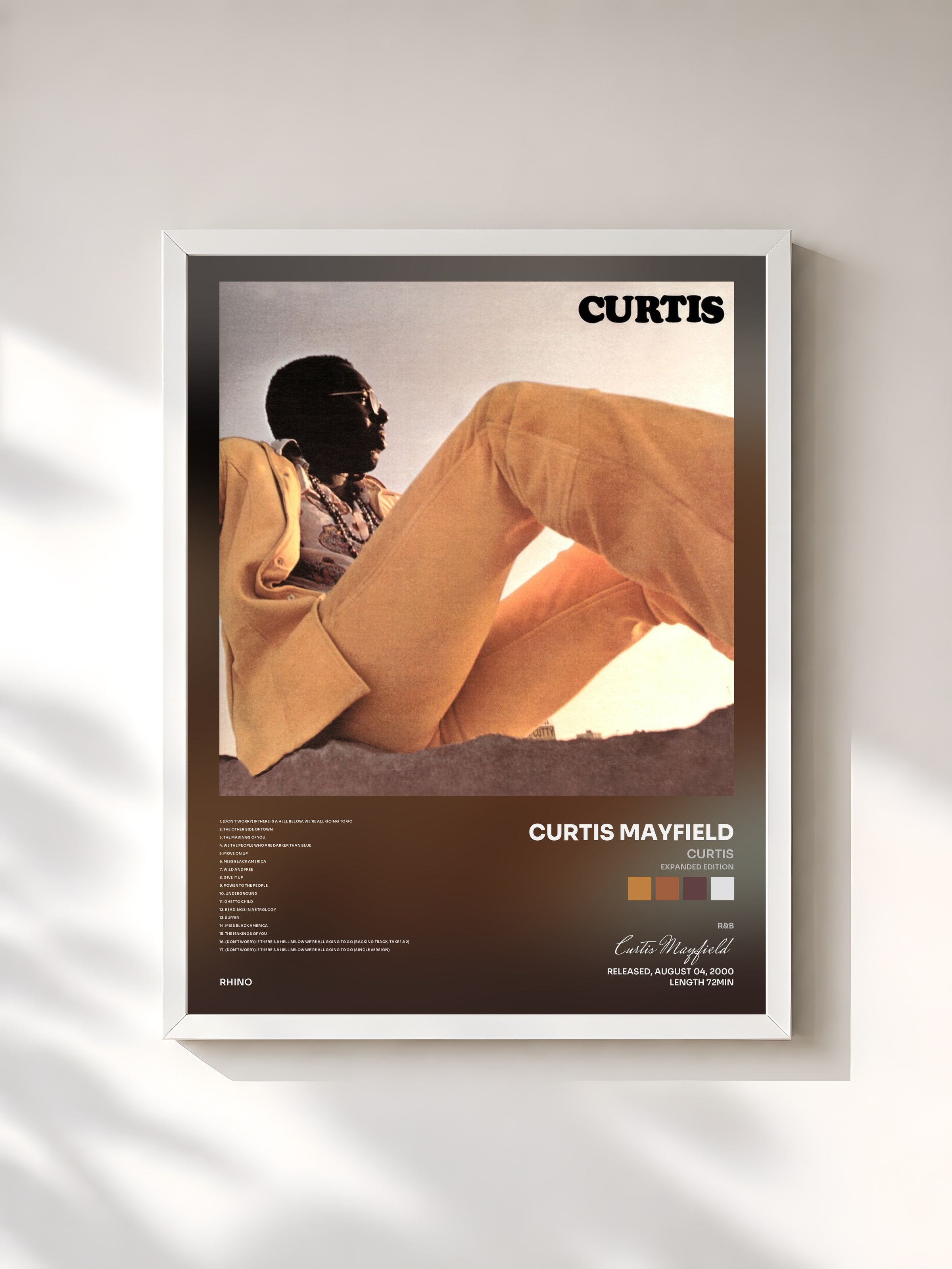 #blanc Tableau de l'album Curtis (Expanded Edition) de Curtis Mayfield, cadre blanc, imprimé et encadré en France