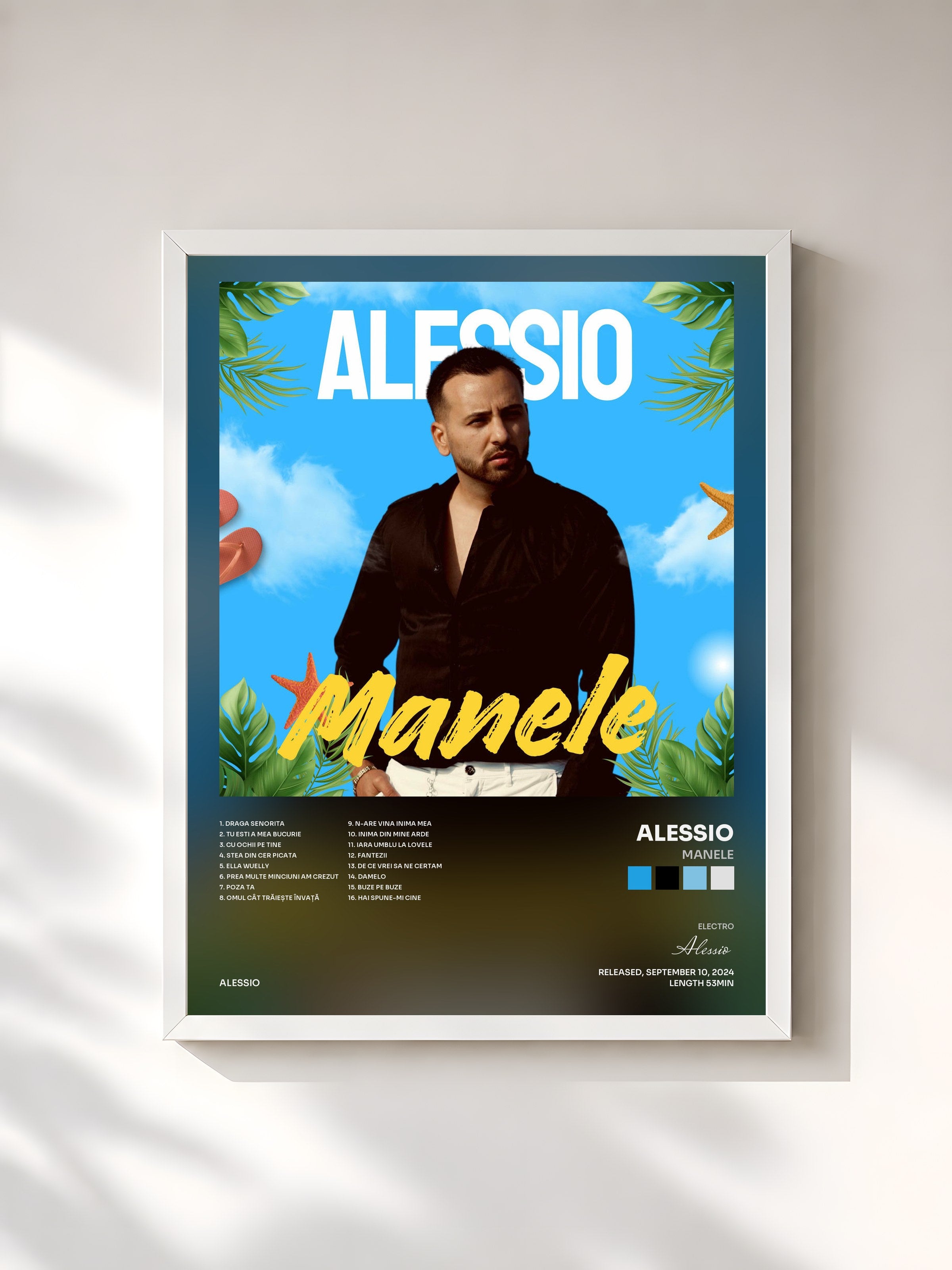#blanc Tableau de l'album Manele de Alessio, cadre blanc, imprimé et encadré en France