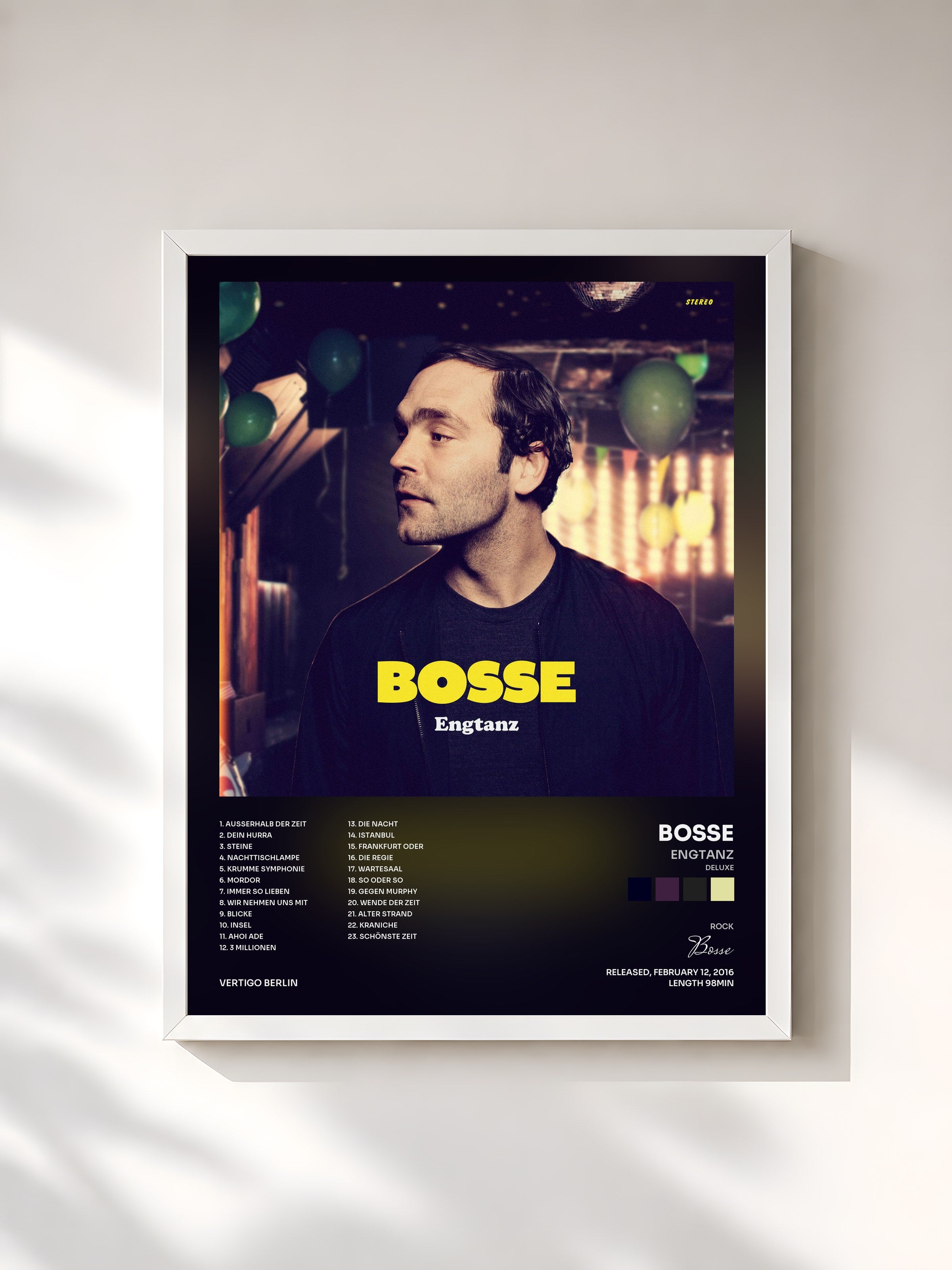#blanc Tableau de l'album Engtanz (Deluxe) de Bosse, cadre blanc, imprimé et encadré en France
