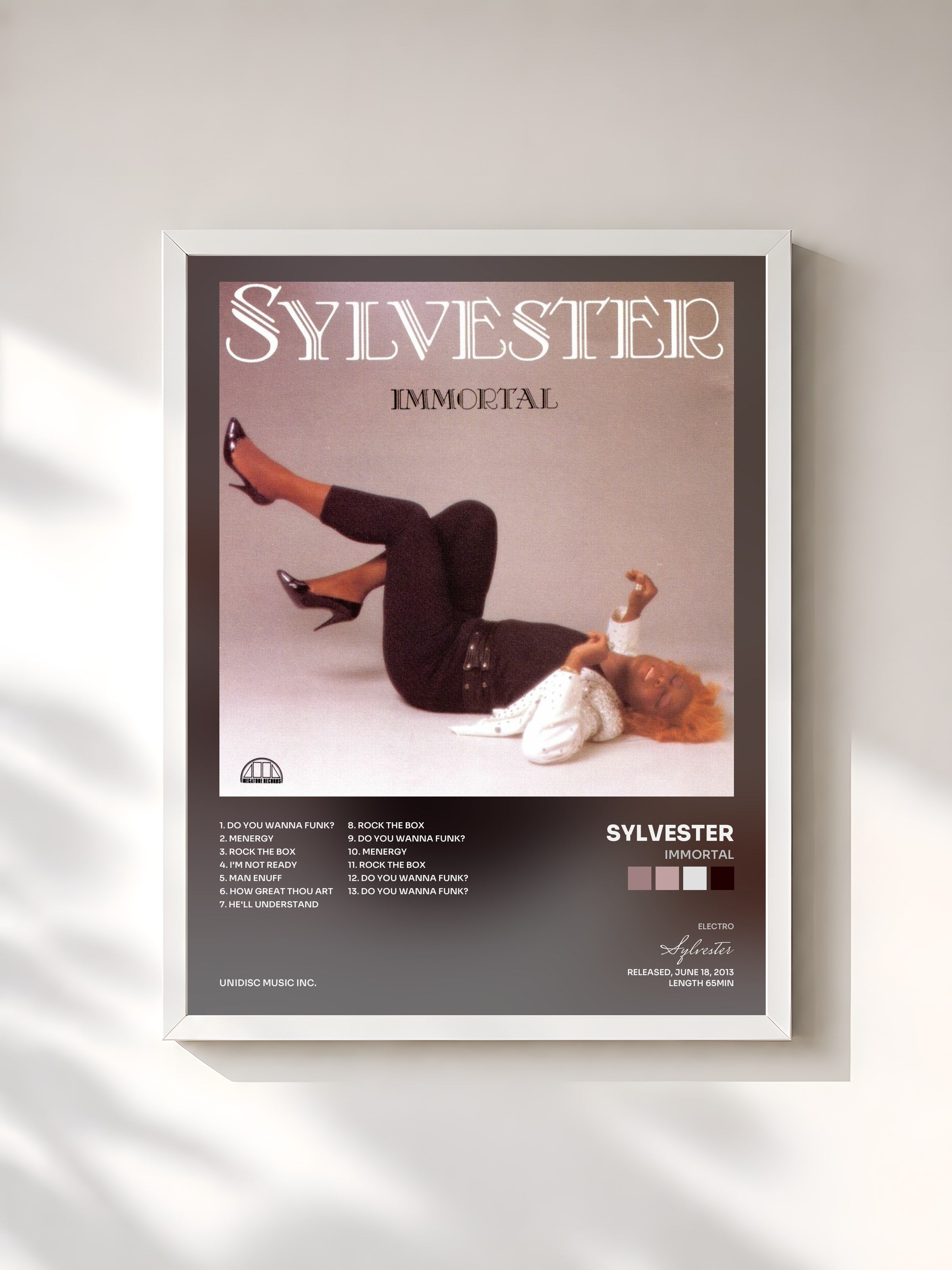 #blanc Tableau de l'album Immortal de Sylvester, cadre blanc, imprimé et encadré en France