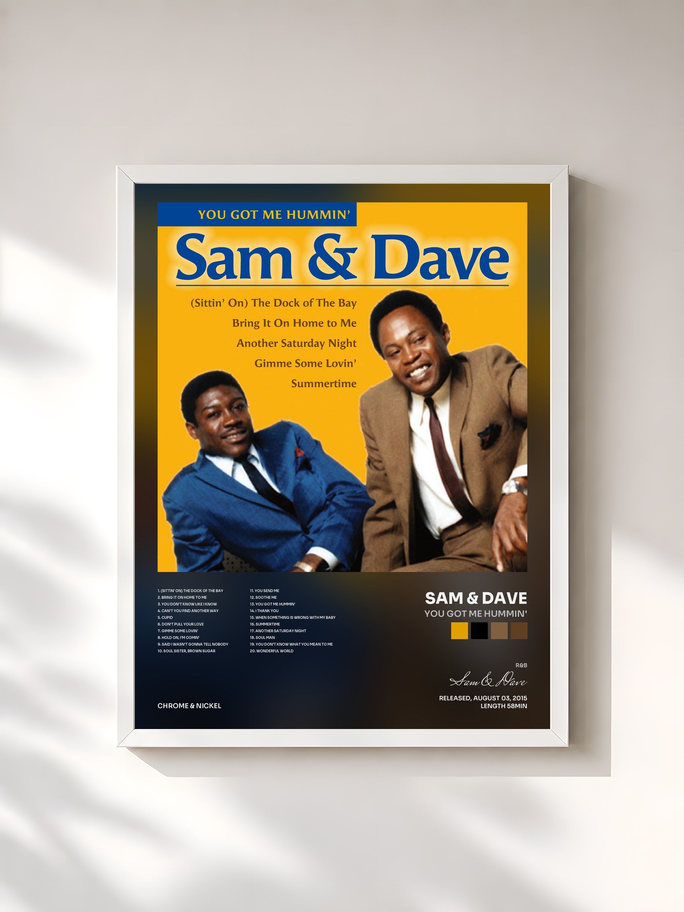#blanc Tableau de l'album You Got Me Hummin' de Sam & Dave, cadre blanc, imprimé et encadré en France