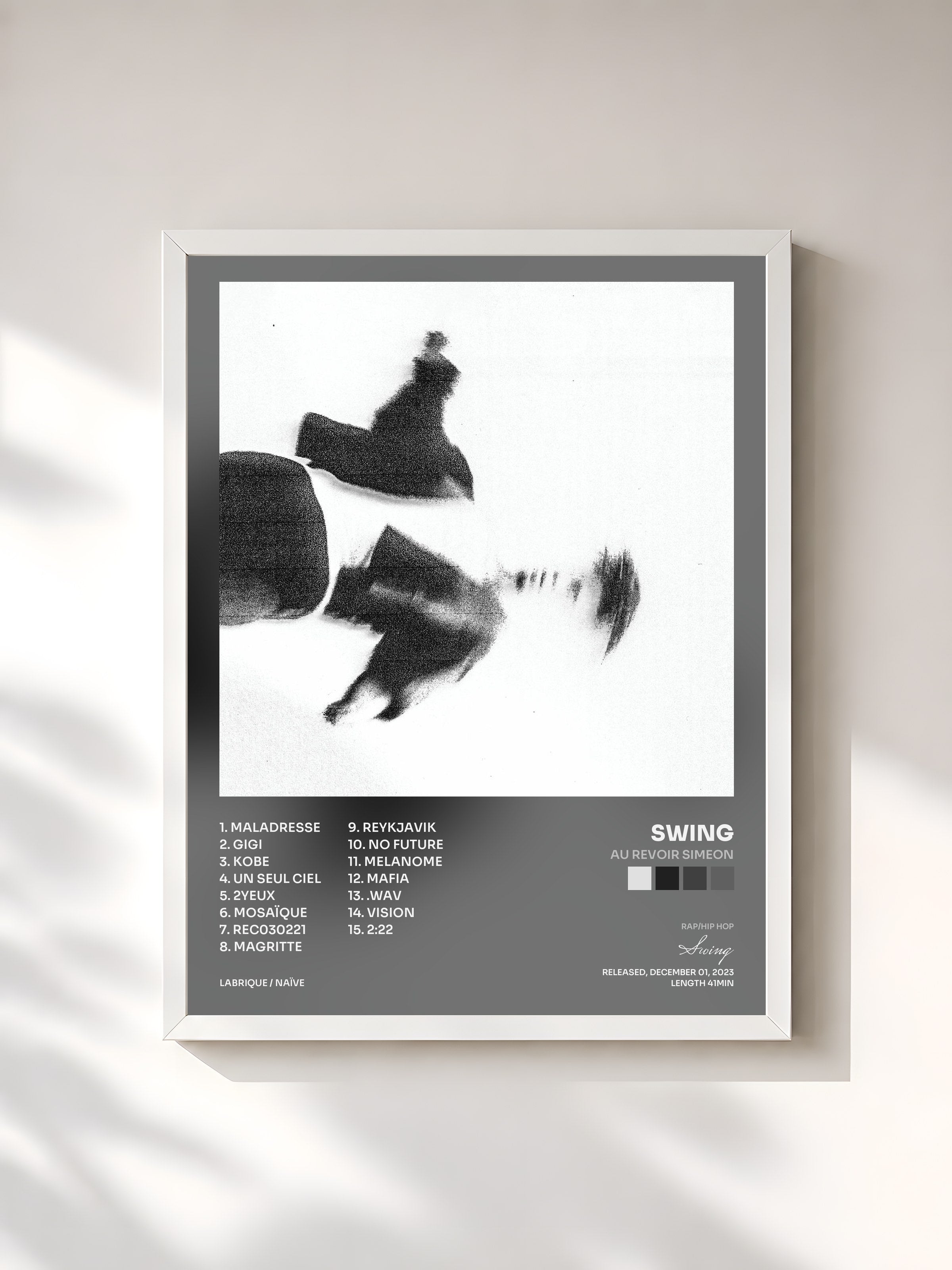 #blanc Tableau de l'album AU REVOIR SIMEON de Swing, cadre blanc, imprimé et encadré en France