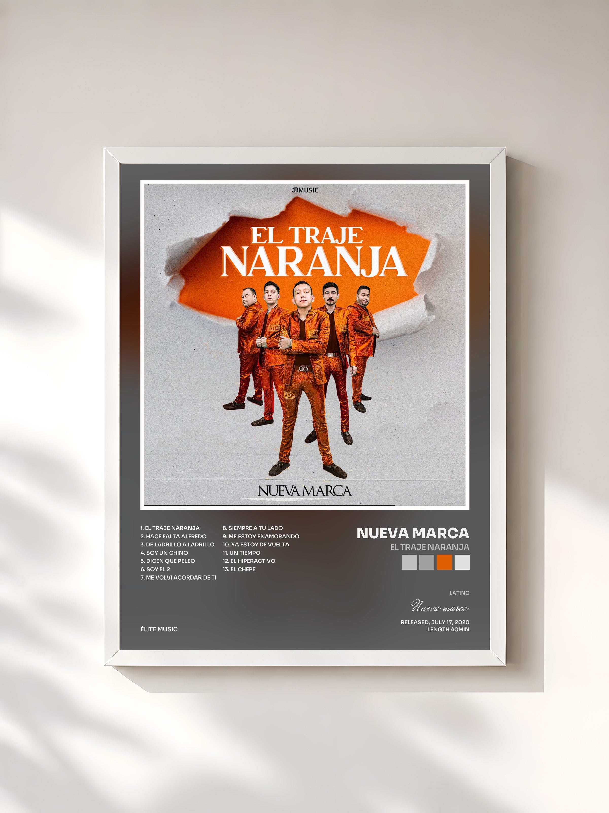#blanc Tableau de l'album El Traje Naranja de Nueva marca, cadre blanc, imprimé et encadré en France
