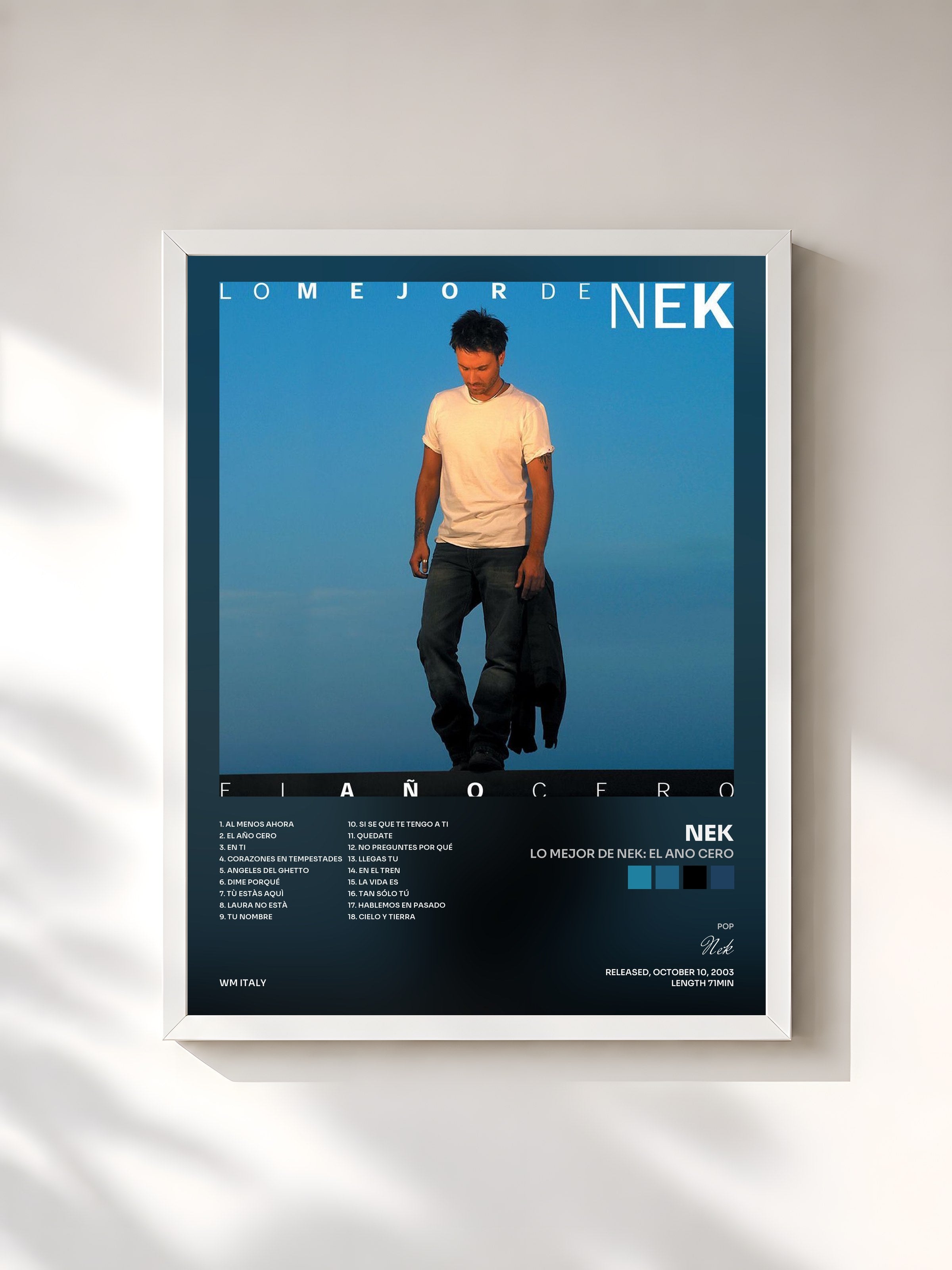 #blanc Tableau de l'album Lo mejor de Nek: El ano cero de Nek, cadre blanc, imprimé et encadré en France