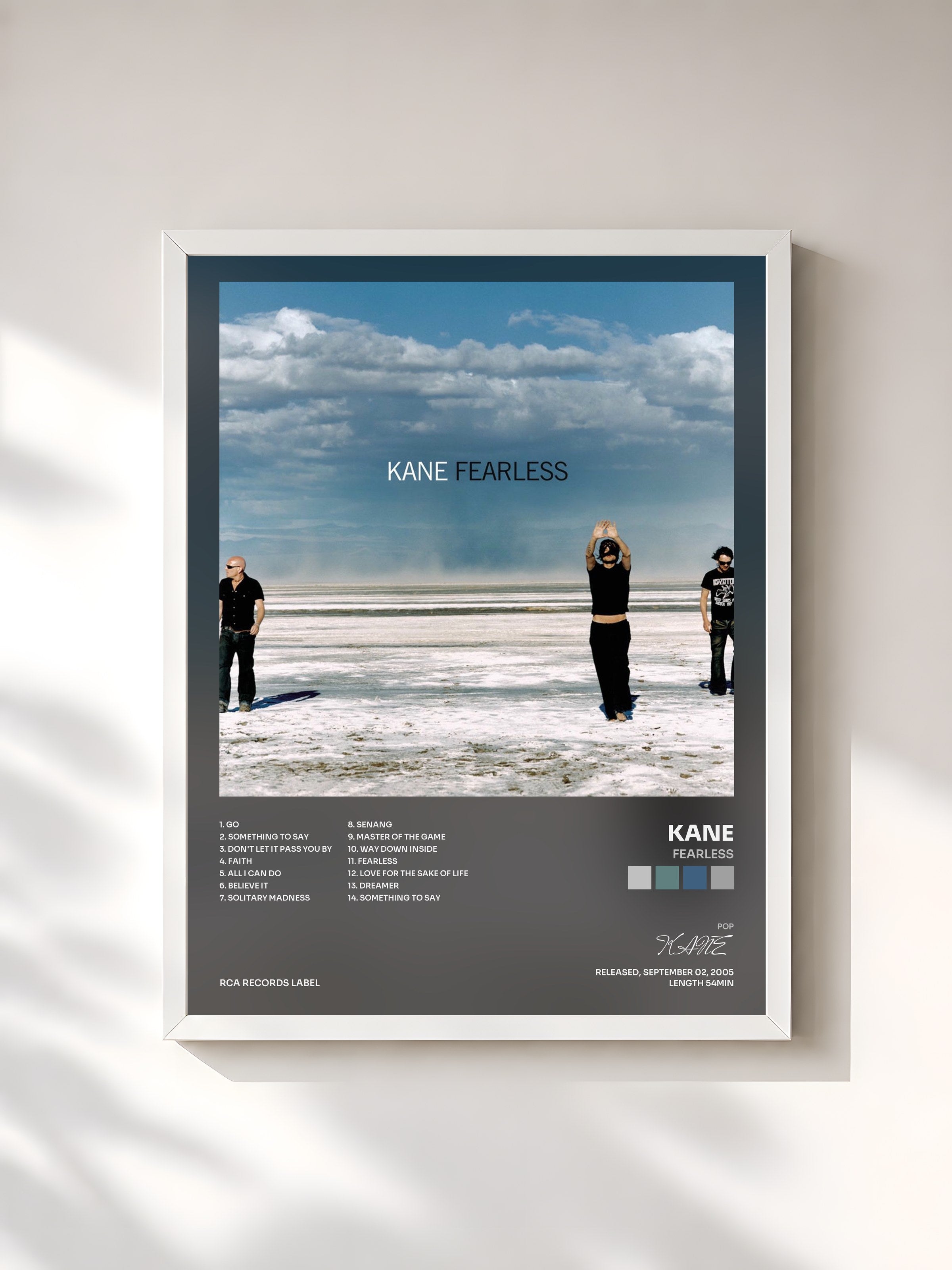 #blanc Tableau de l'album Fearless de KANE, cadre blanc, imprimé et encadré en France