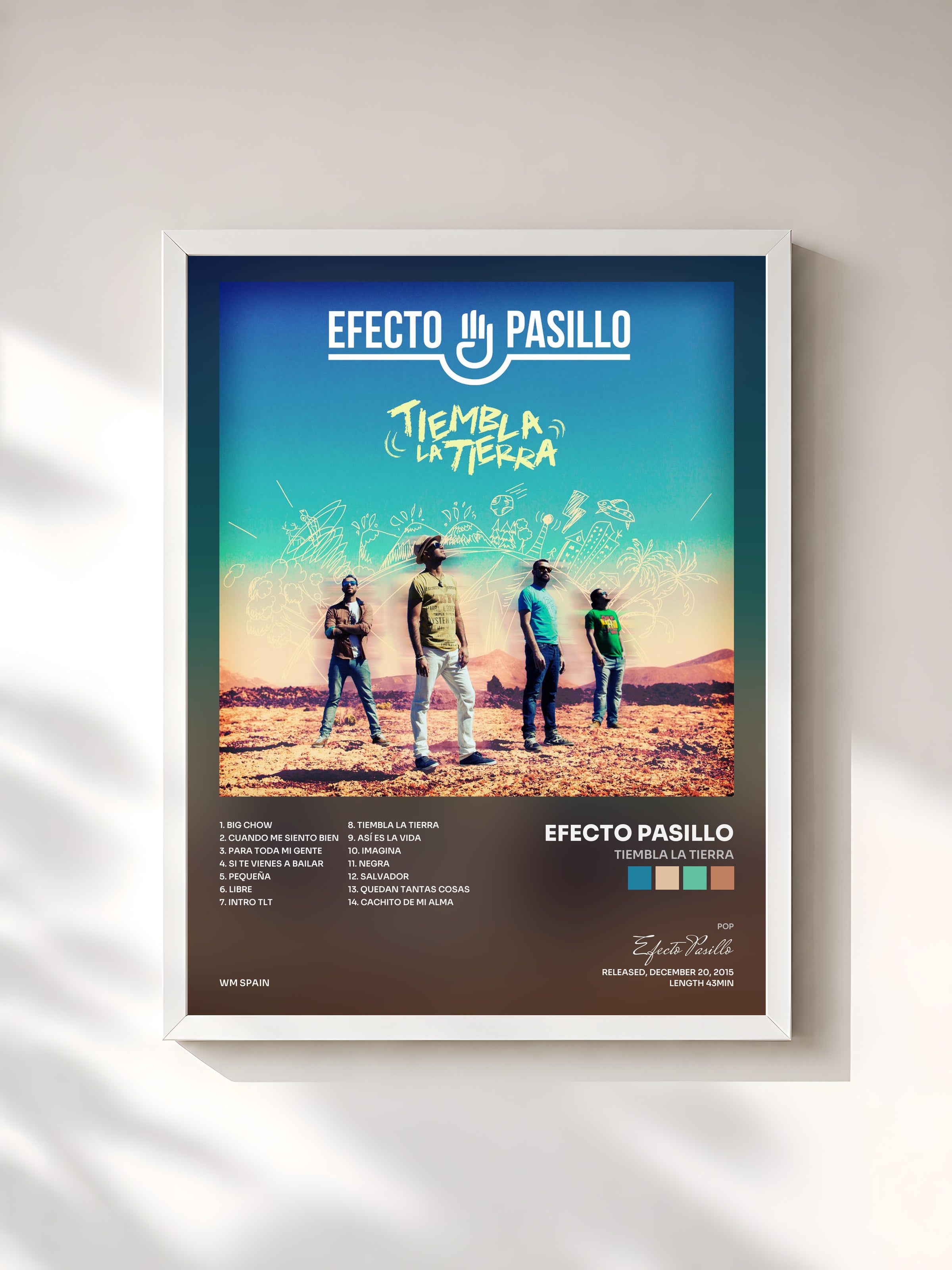 #blanc Tableau de l'album Tiembla la tierra de Efecto Pasillo, cadre blanc, imprimé et encadré en France
