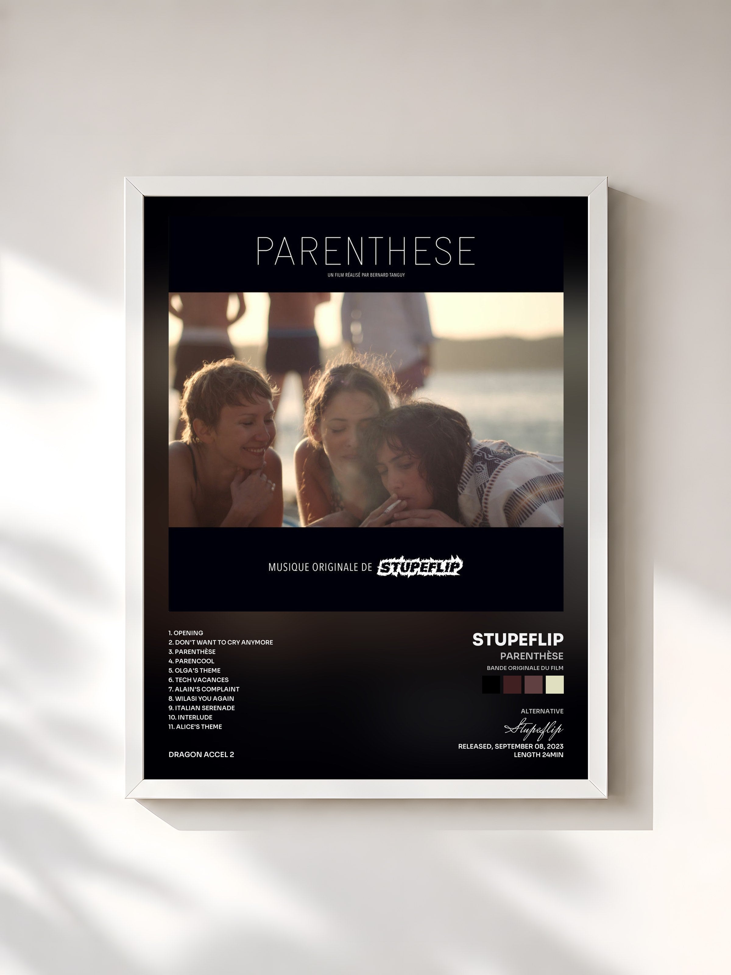 #blanc Tableau de l'album Parenthèse (Bande originale du film) de Stupeflip, cadre blanc, imprimé et encadré en France