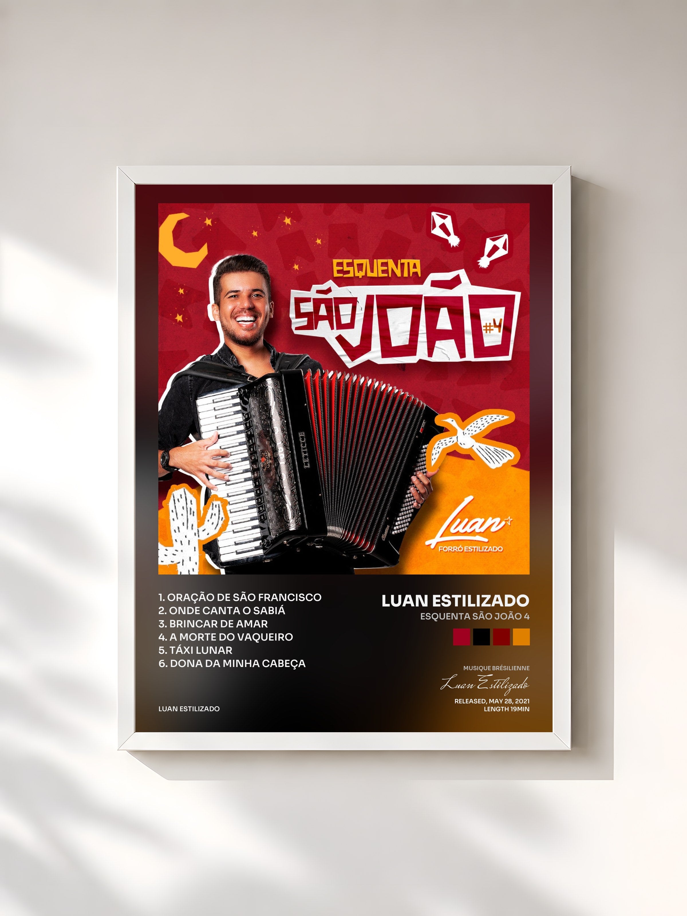 #blanc Tableau de l'album Esquenta São João 4 de Luan Estilizado, cadre blanc, imprimé et encadré en France