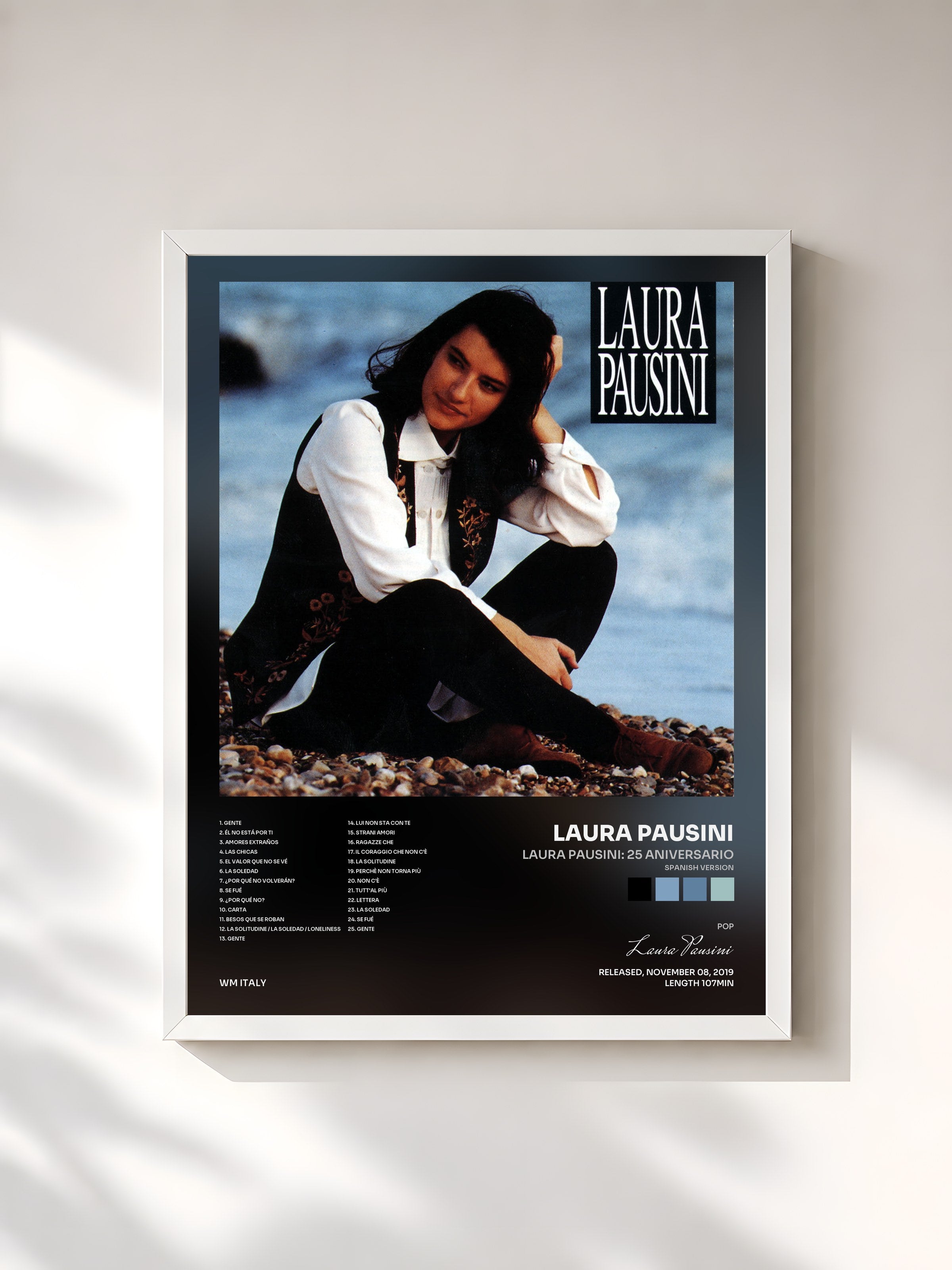 #blanc Tableau de l'album Laura Pausini: 25 Aniversario (Spanish Version) de Laura Pausini, cadre blanc, imprimé et encadré en France