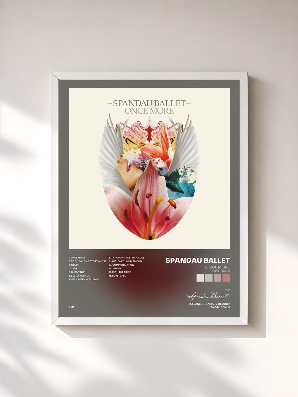 #blanc Tableau de l'album Once More (Digital Album) de Spandau Ballet, cadre blanc, imprimé et encadré en France