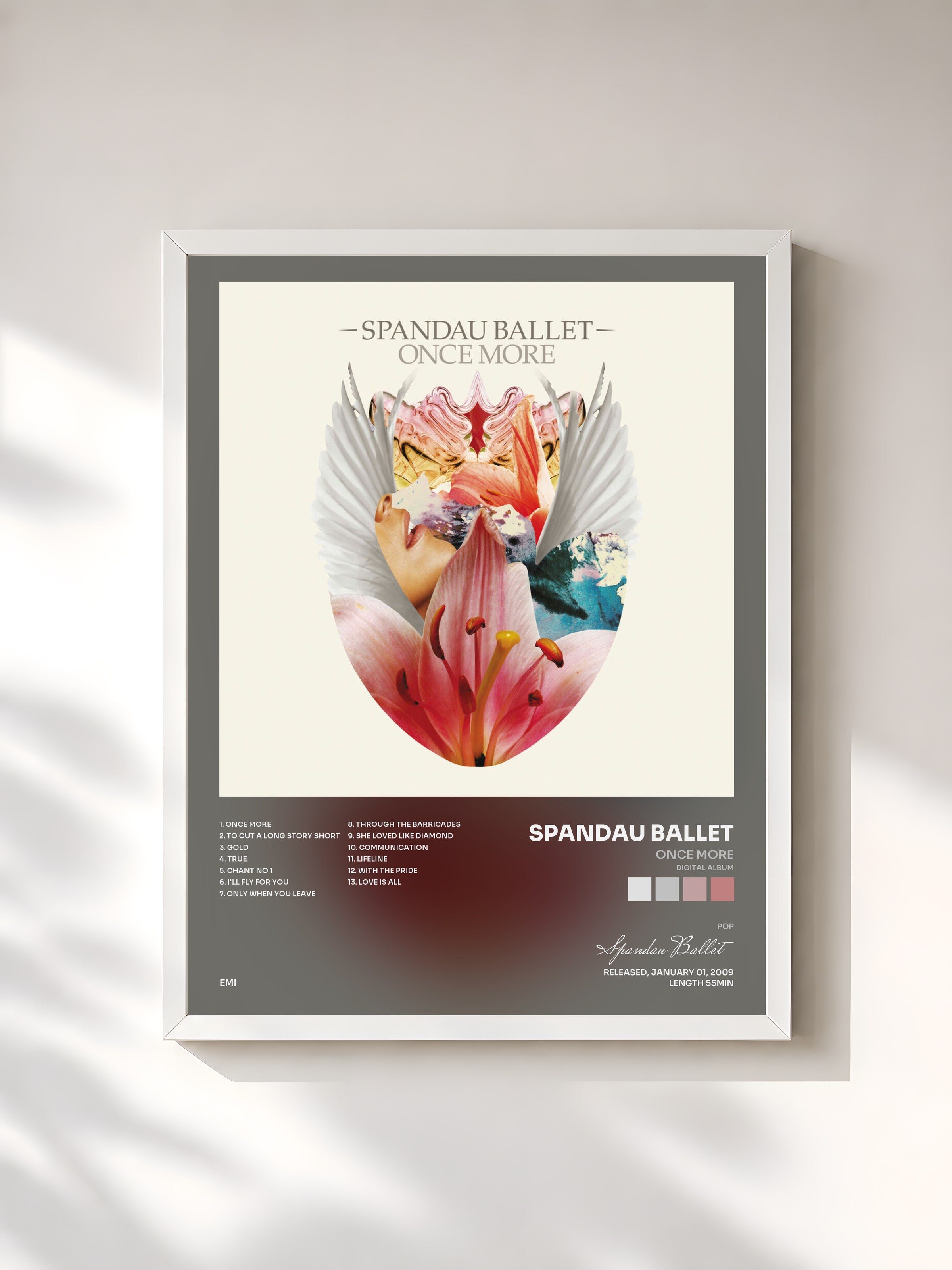 #blanc Tableau de l'album Once More (Digital Album) de Spandau Ballet, cadre blanc, imprimé et encadré en France