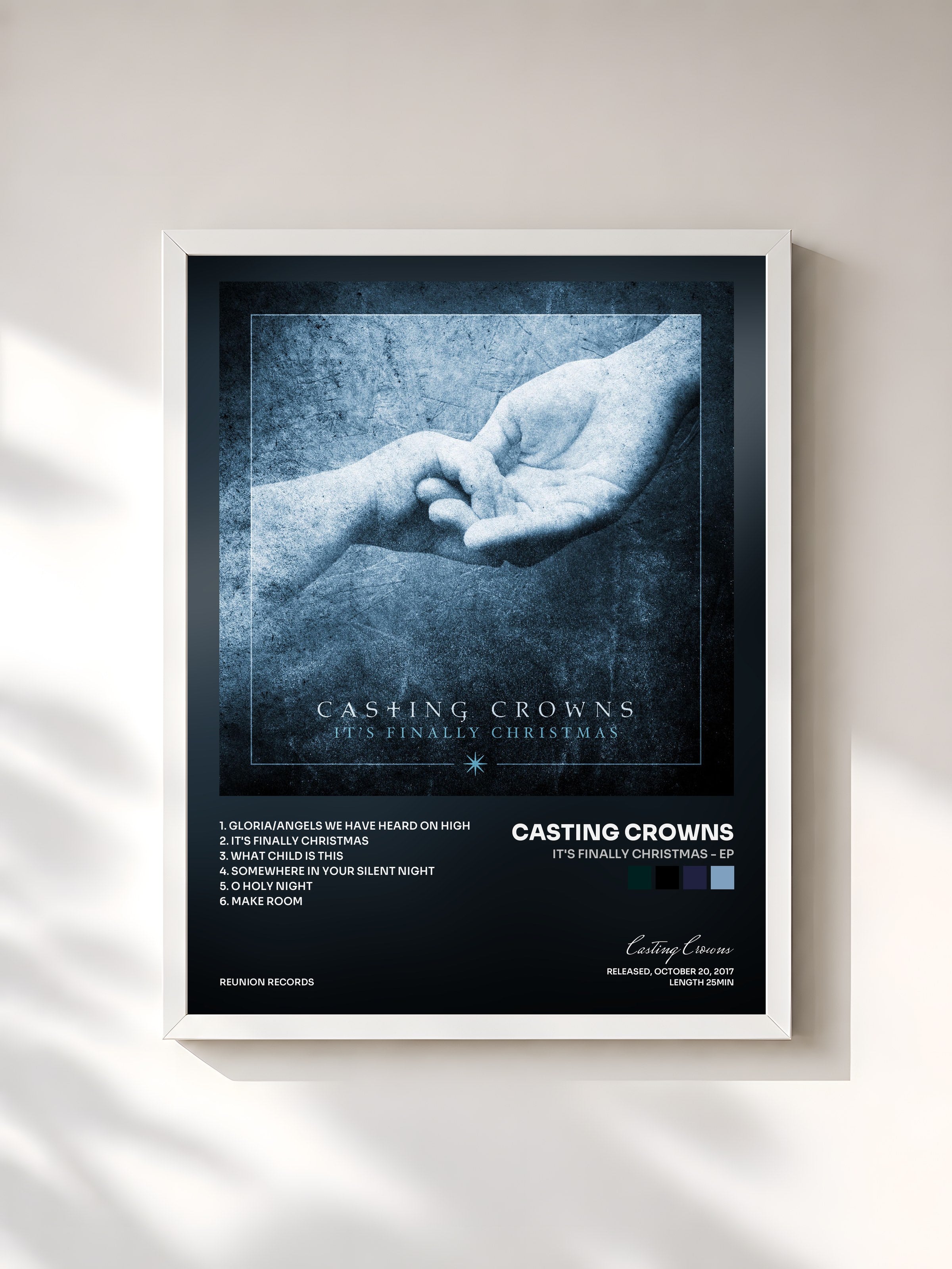 #blanc Tableau de l'album It's Finally Christmas - EP de Casting Crowns, cadre blanc, imprimé et encadré en France