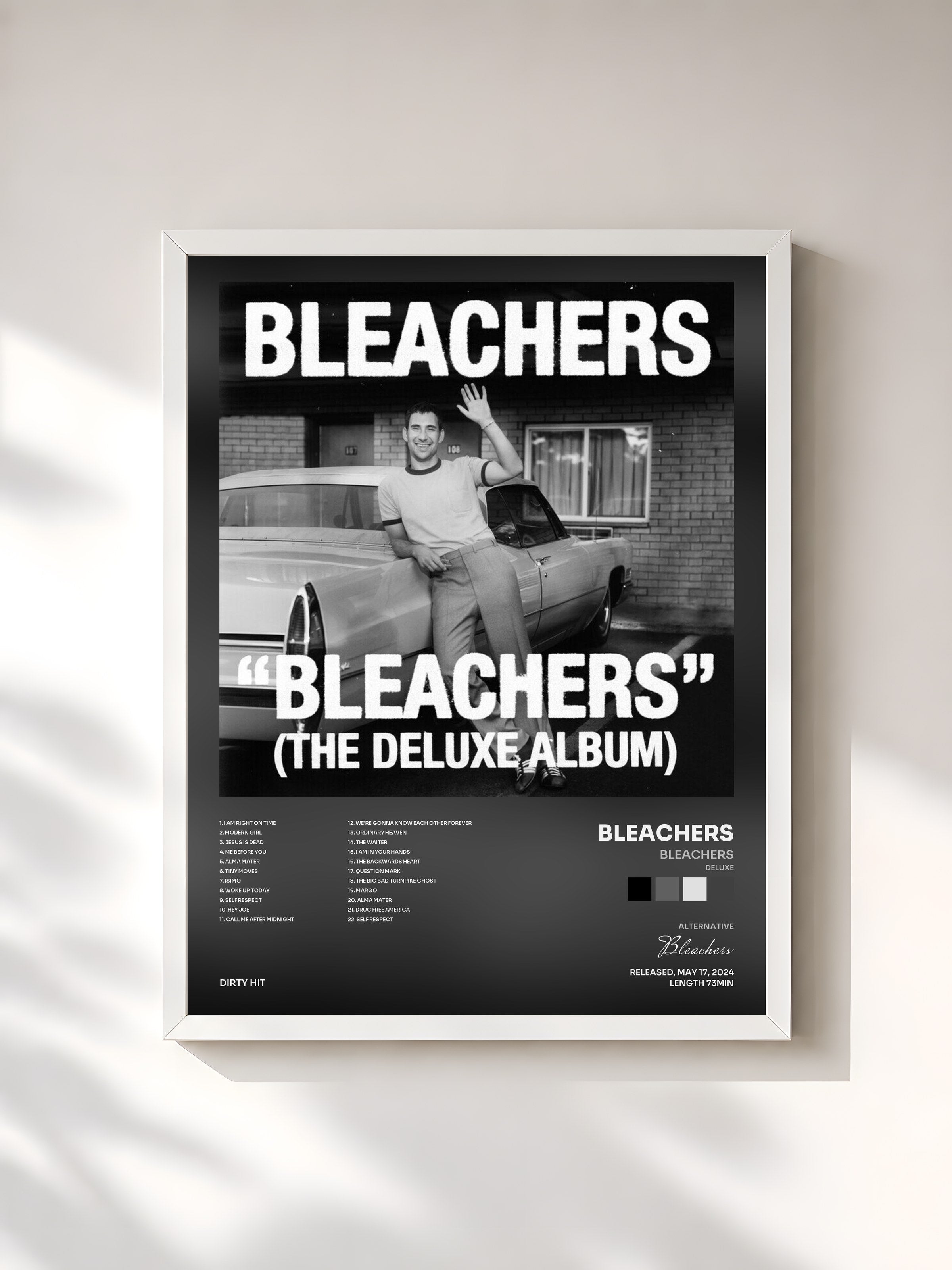 #blanc Tableau de l'album Bleachers (Deluxe) de Bleachers, cadre blanc, imprimé et encadré en France