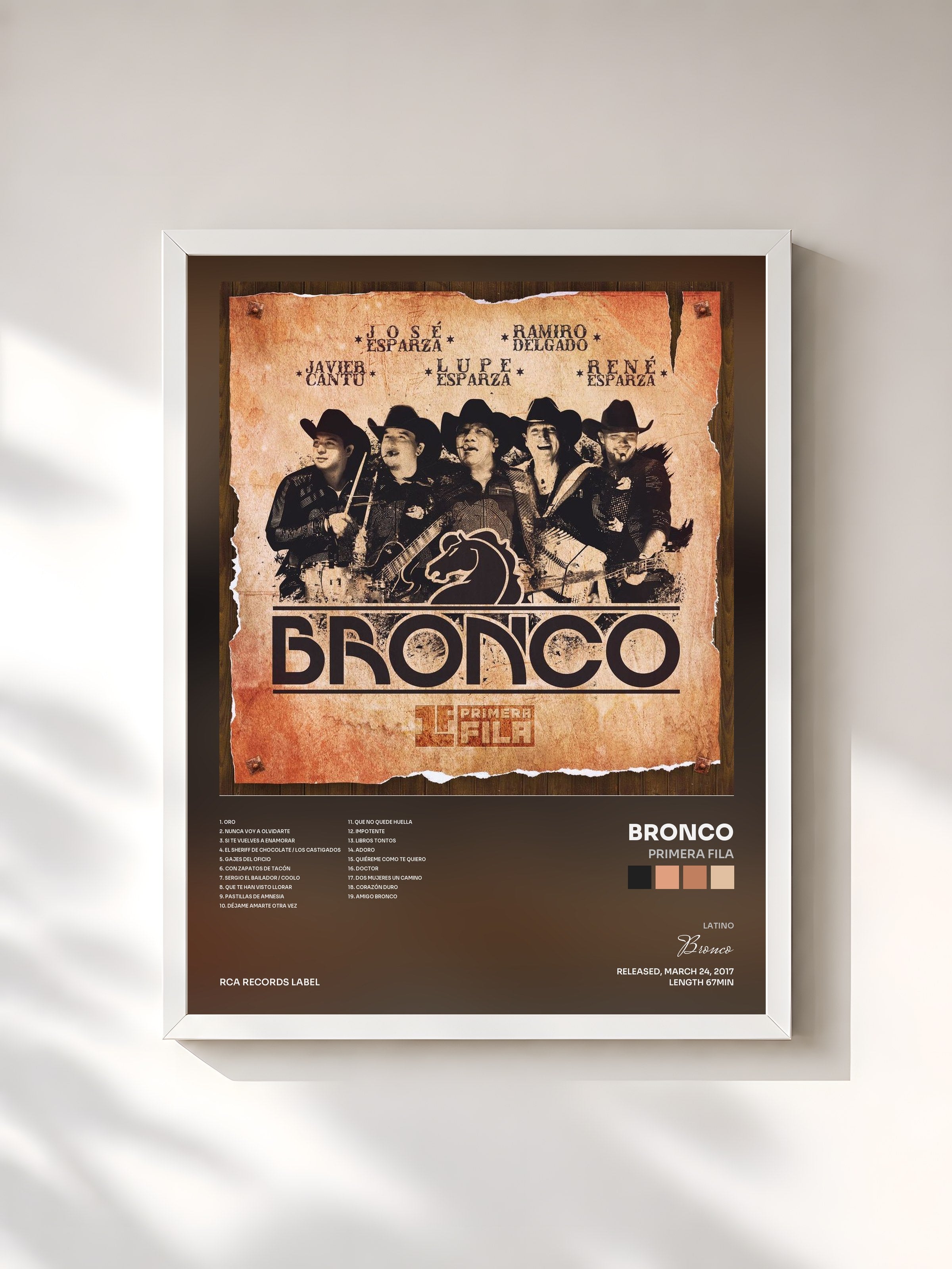 #blanc Tableau de l'album Primera Fila de Bronco, cadre blanc, imprimé et encadré en France