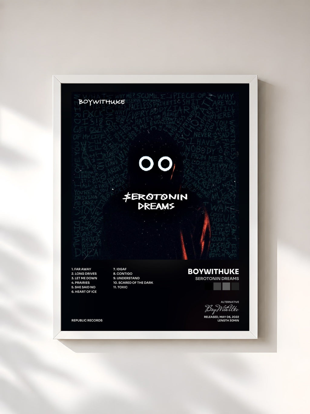 #blanc Serotonin Dreams by BoyWithUke as a framed art print, white frame, printed and framed in France