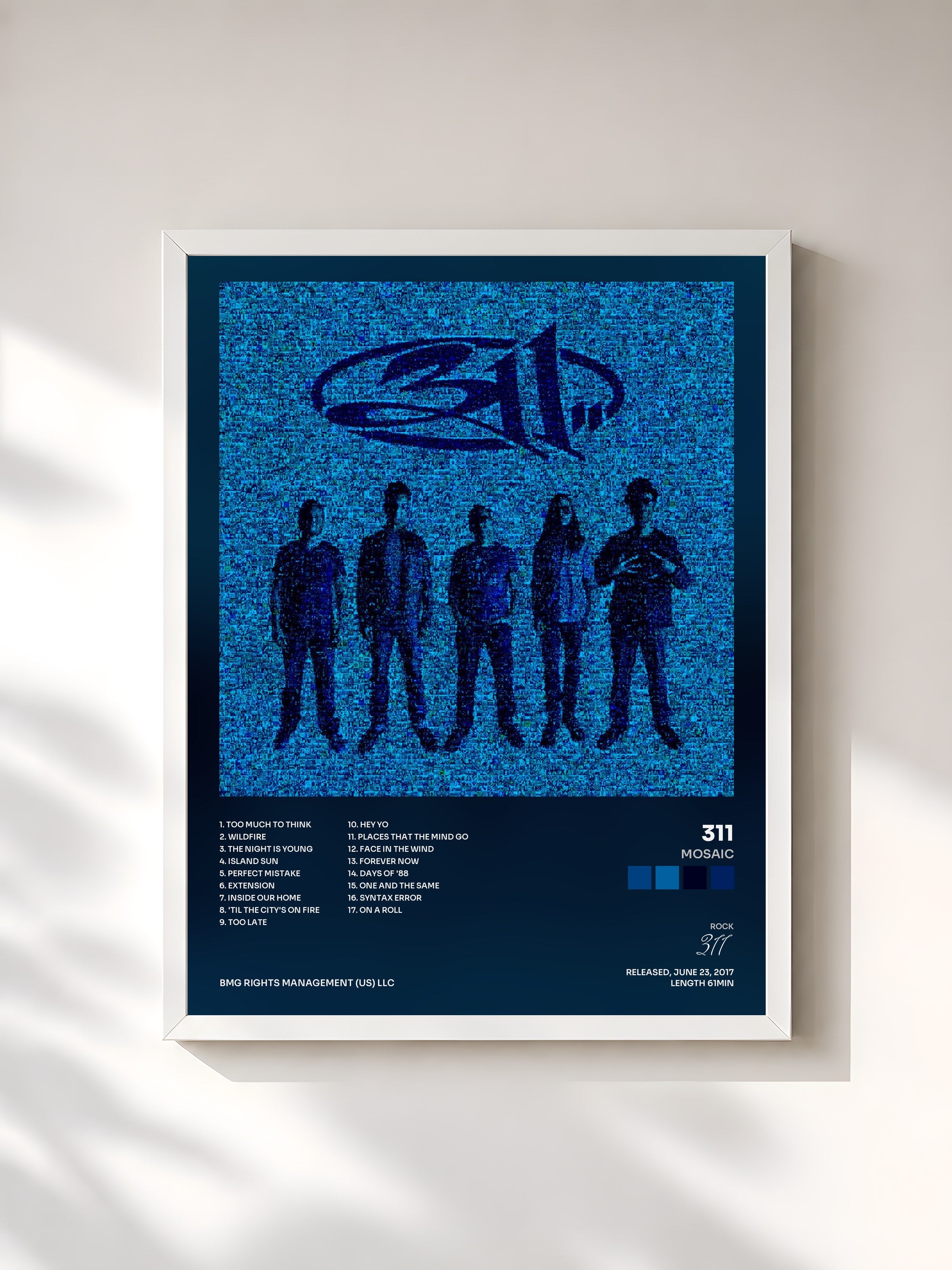 #blanc Tableau de l'album Mosaic de 311, cadre blanc, imprimé et encadré en France