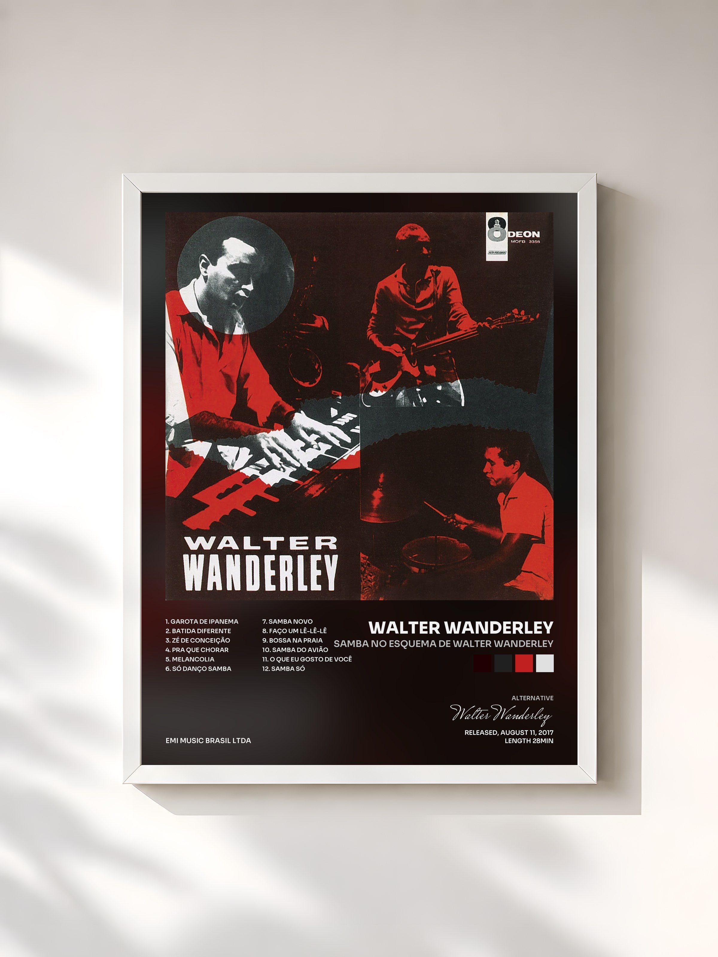 #blanc Tableau de l'album Samba No Esquema De Walter Wanderley de Walter Wanderley, cadre blanc, imprimé et encadré en France