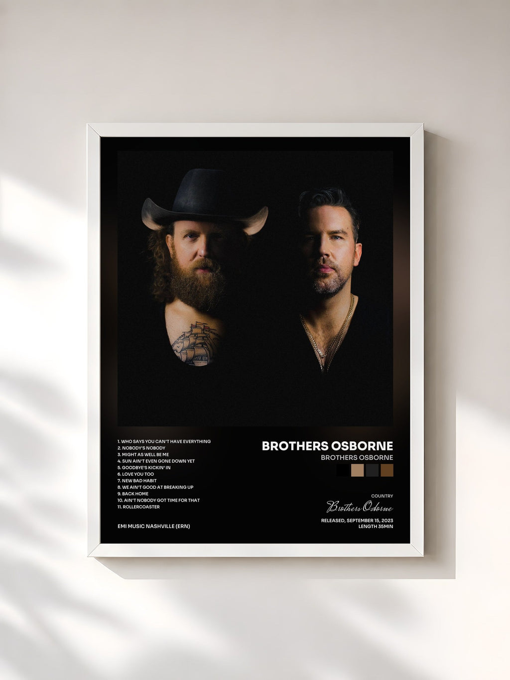 #blanc Brothers Osborne di Brothers Osborne in stampa incorniciata, cornice bianca, stampata e incorniciata in Francia