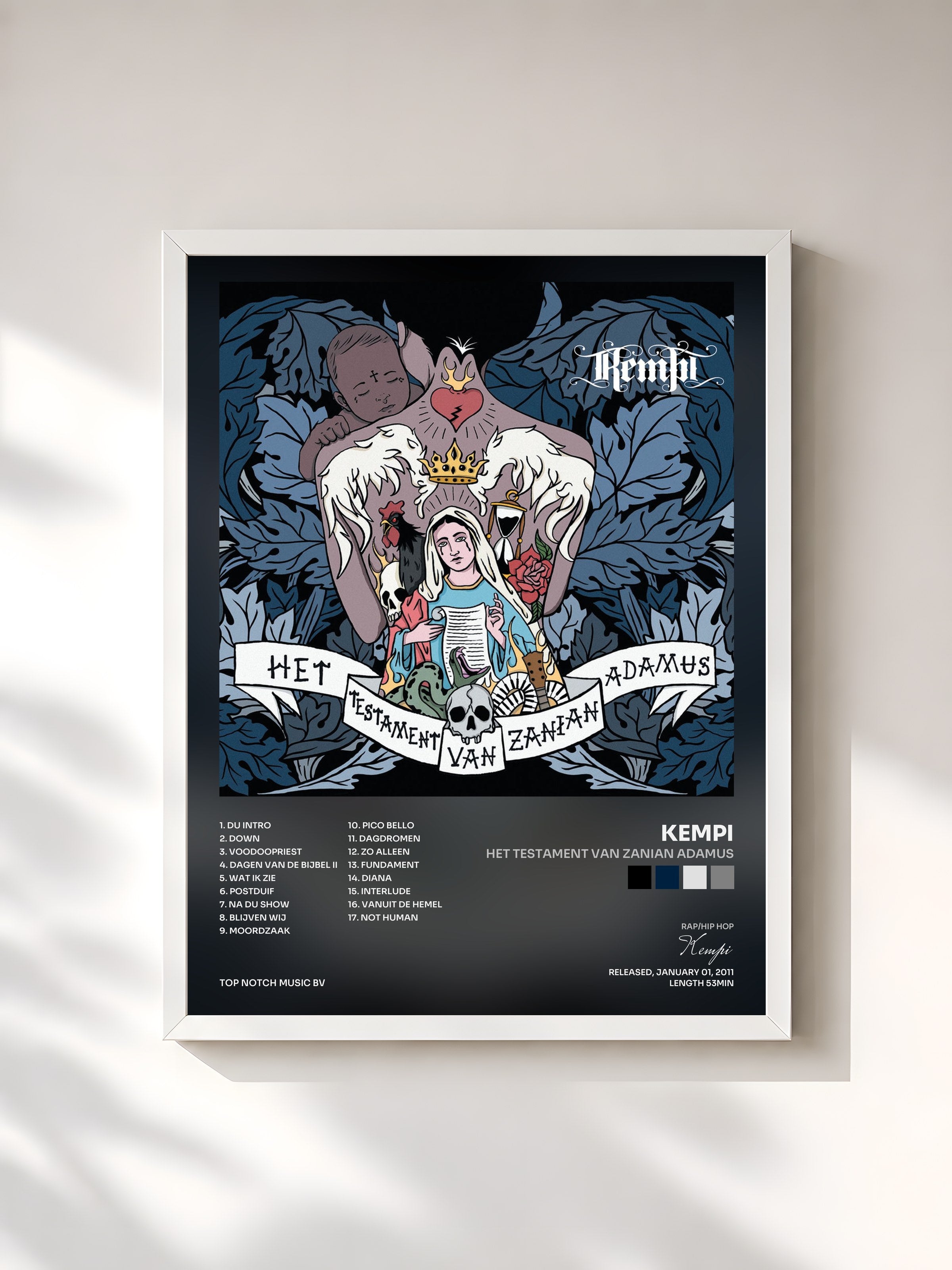 #blanc Tableau de l'album Het Testament Van Zanian Adamus de Kempi, cadre blanc, imprimé et encadré en France