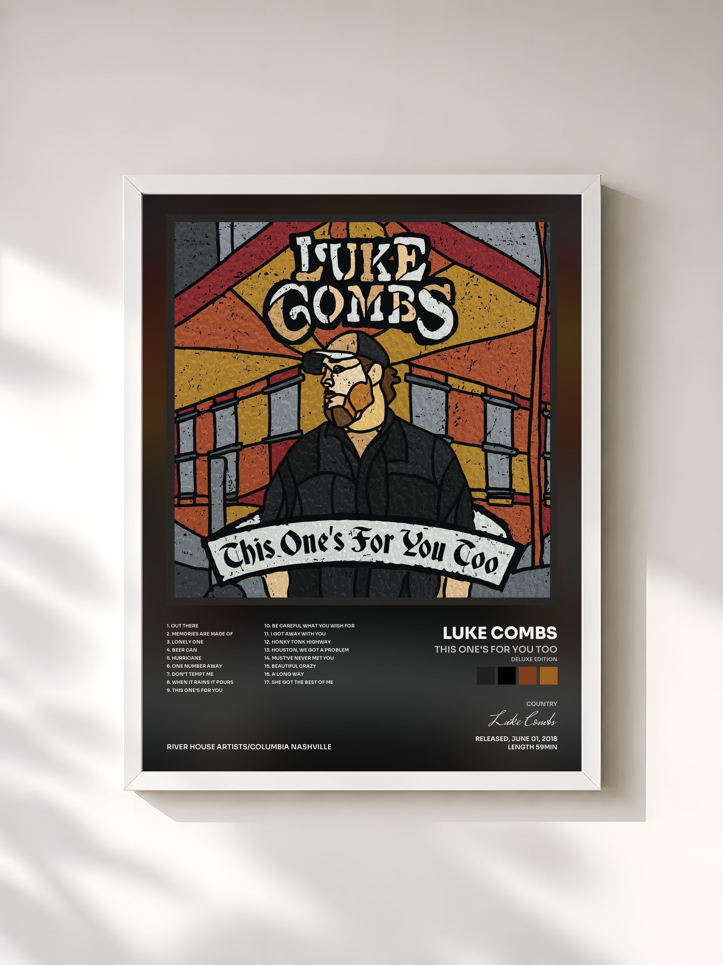 #blanc Tableau de l'album This One's for You Too (Deluxe Edition) de Luke Combs, cadre blanc, imprimé et encadré en France