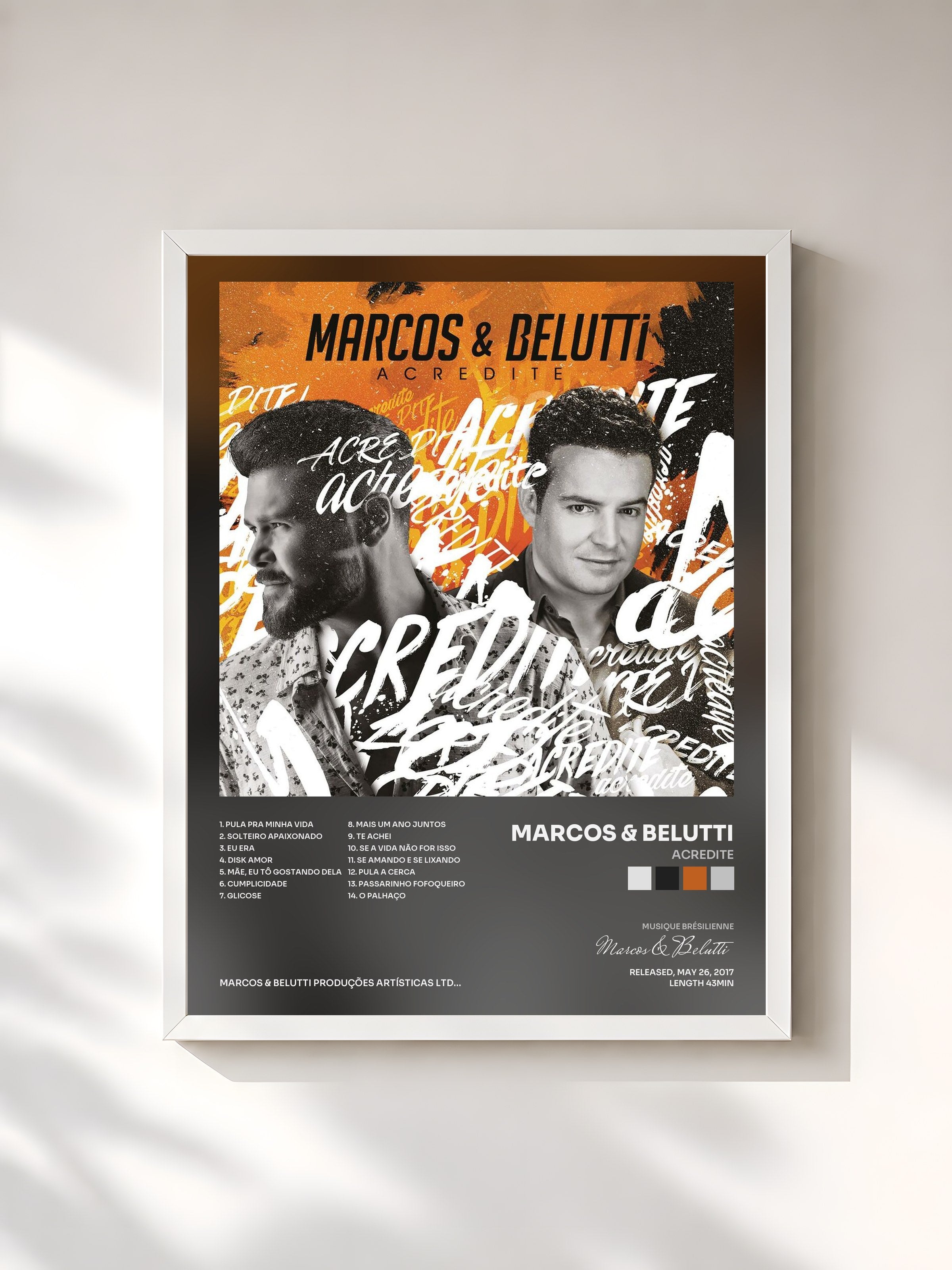 #blanc Tableau de l'album Acredite de Marcos & Belutti, cadre blanc, imprimé et encadré en France