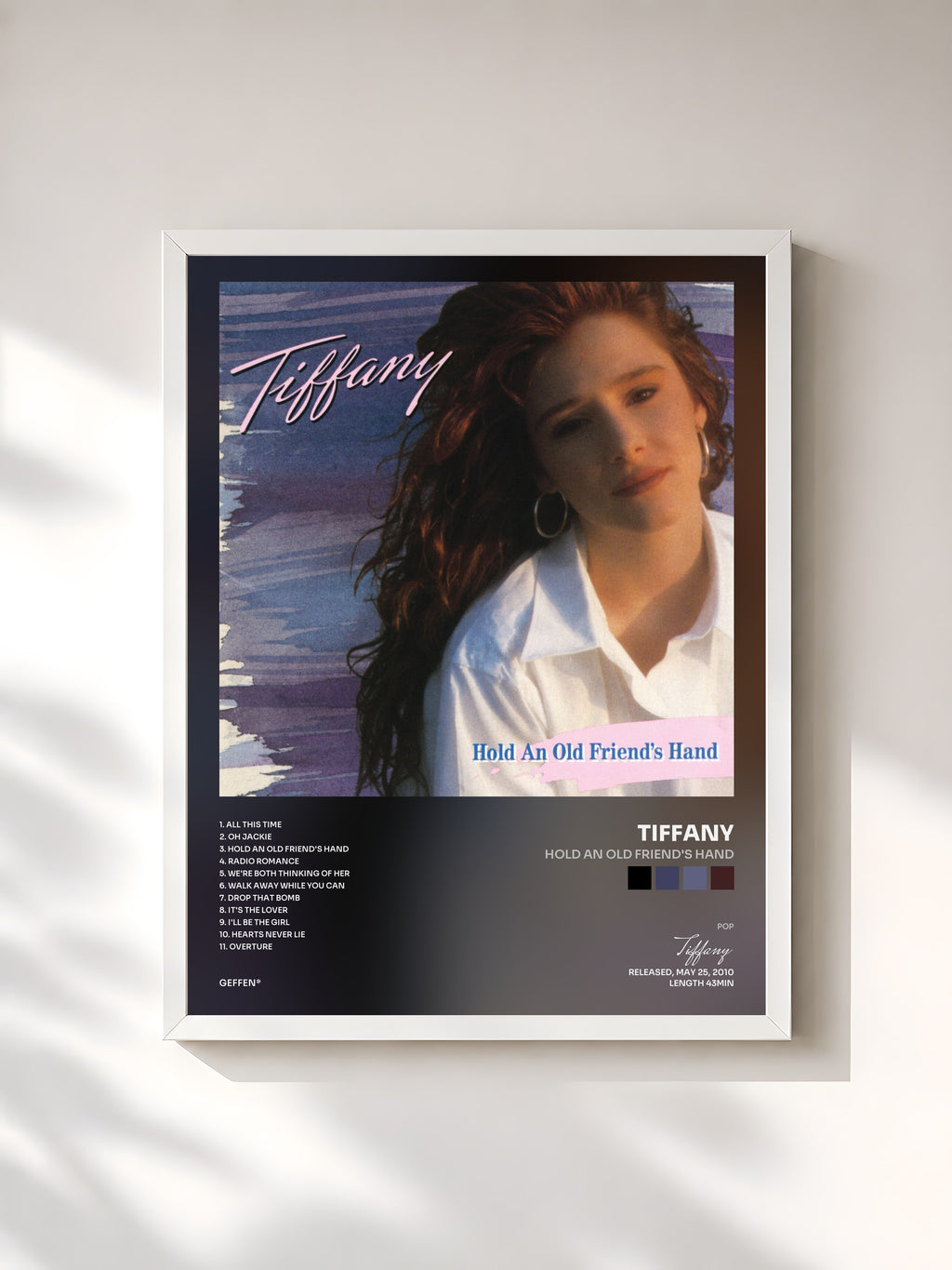 #blanc Tableau de l'album Hold An Old Friend's Hand de Tiffany, cadre blanc, imprimé et encadré en France