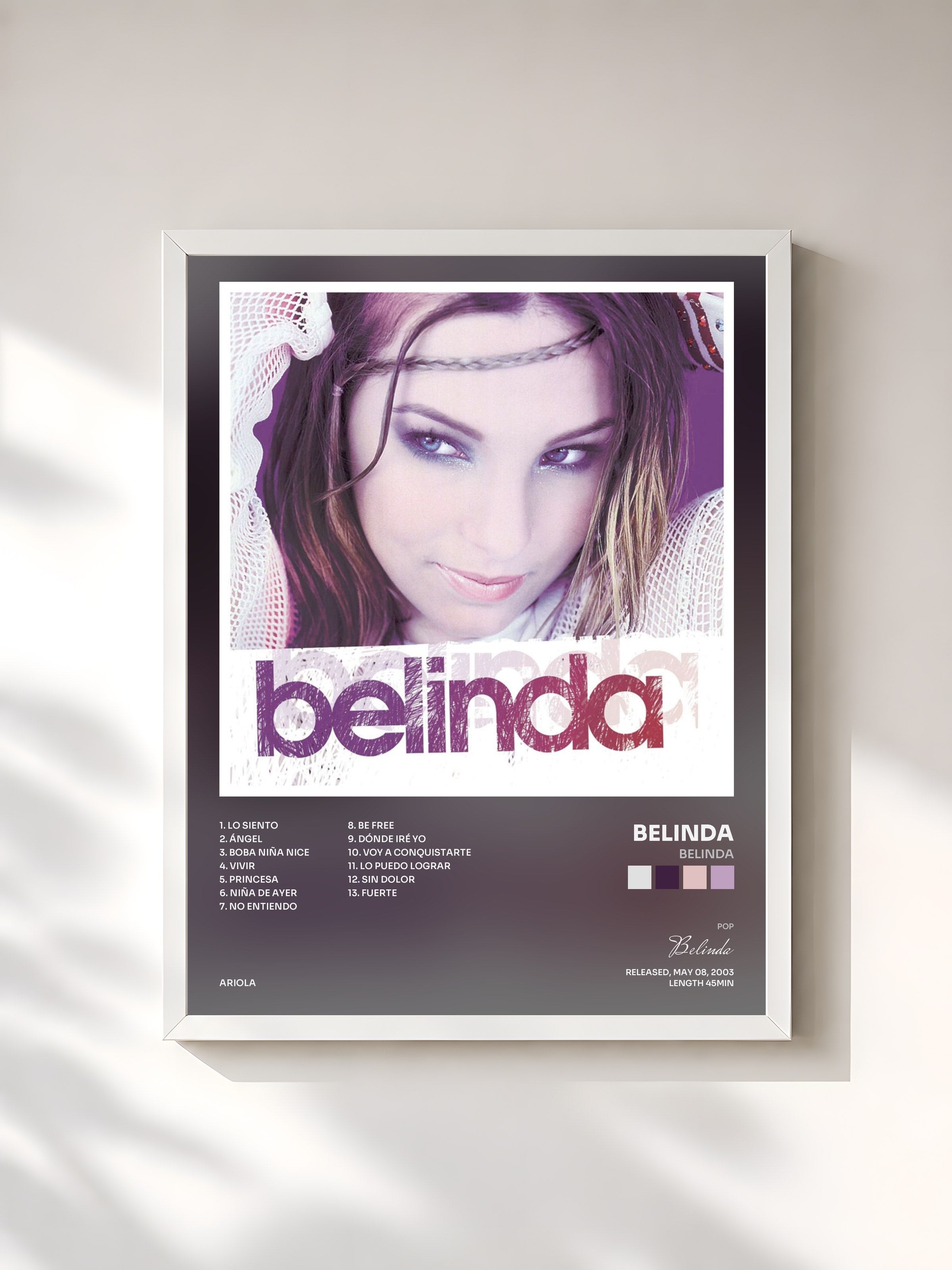 #blanc Tableau de l'album Belinda de Belinda, cadre blanc, imprimé et encadré en France