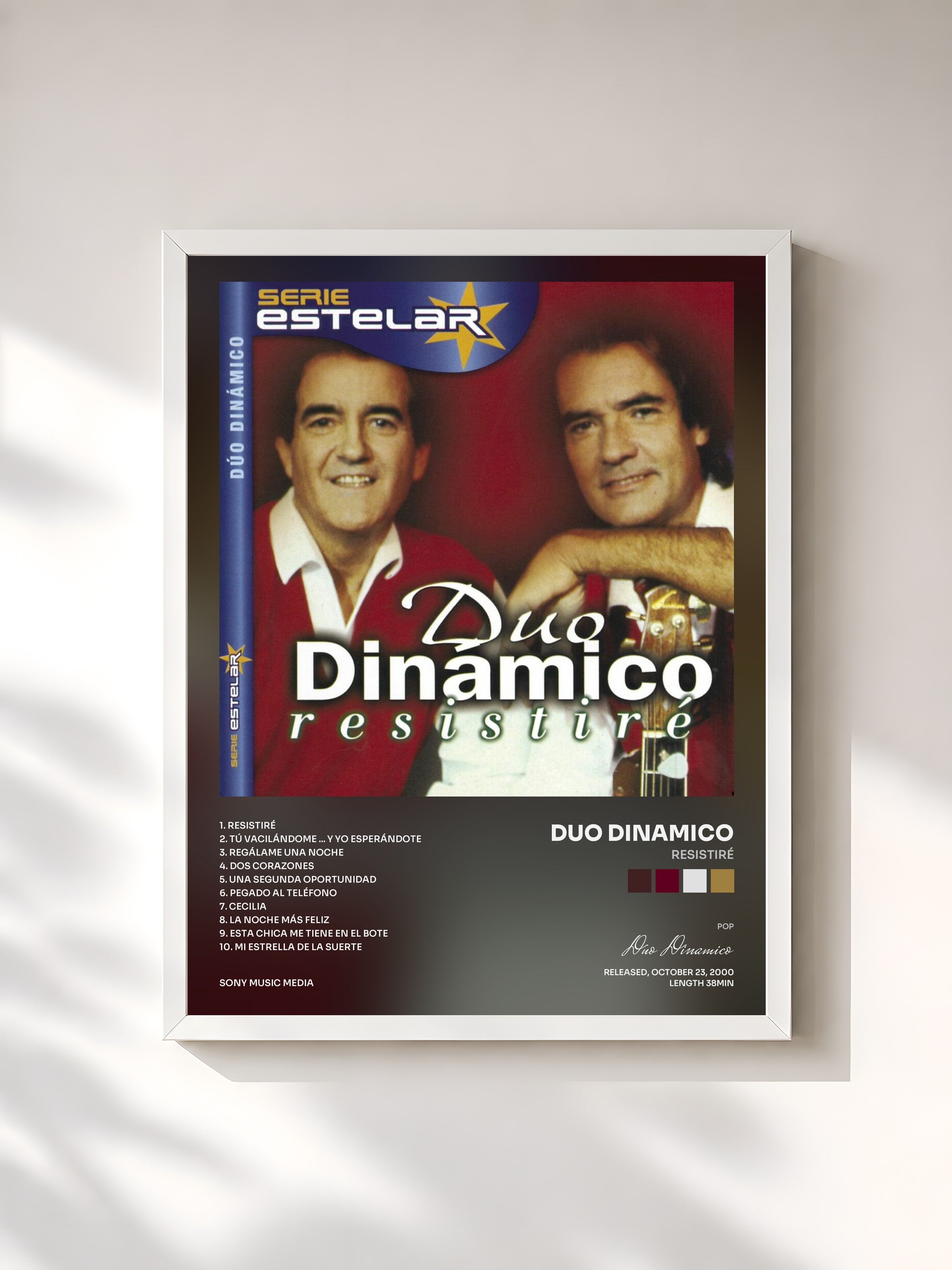 #blanc Tableau de l'album Resistiré de Duo Dinamico, cadre blanc, imprimé et encadré en France