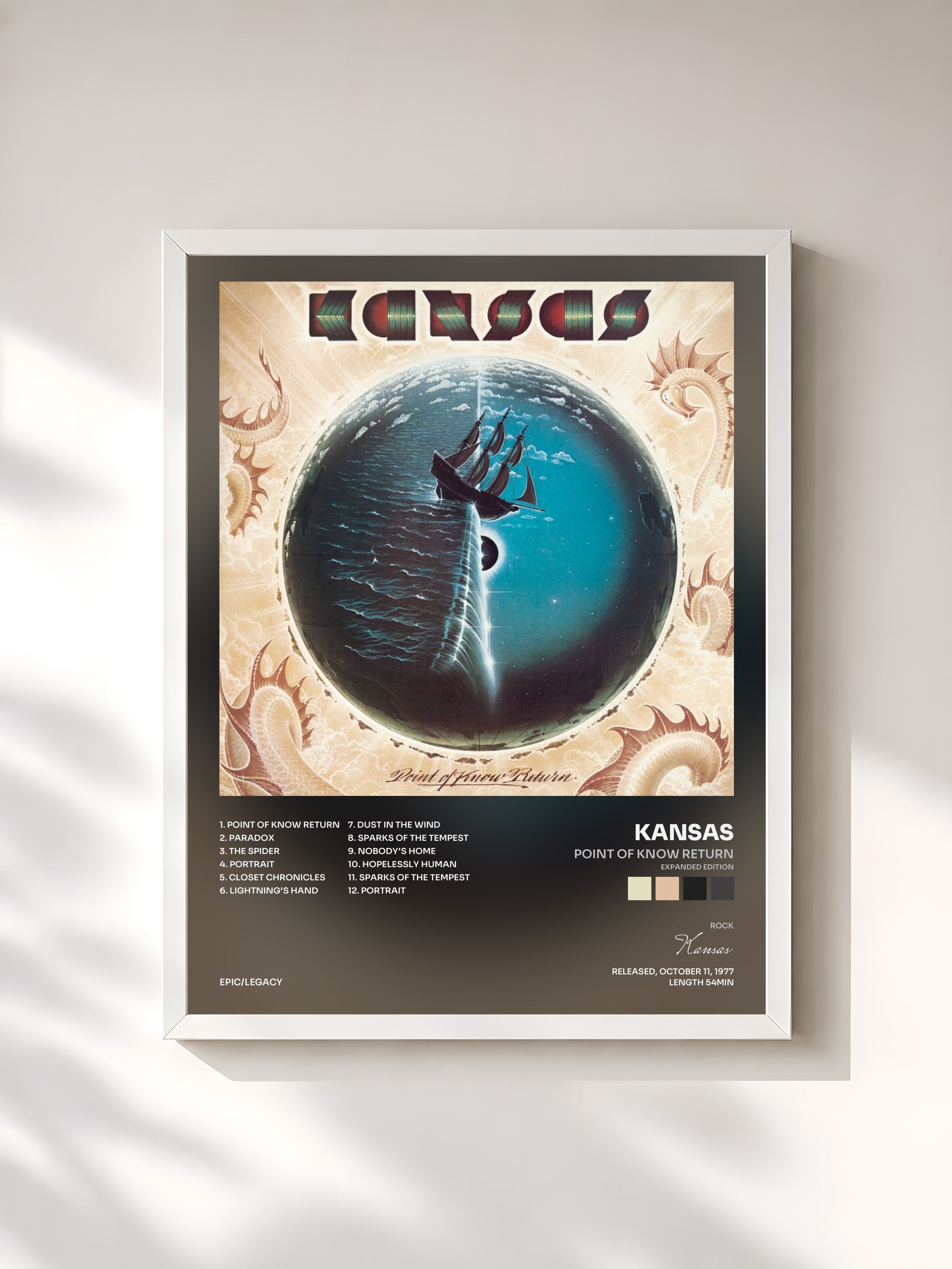 #blanc Tableau de l'album Point Of Know Return (Expanded Edition) de Kansas, cadre blanc, imprimé et encadré en France