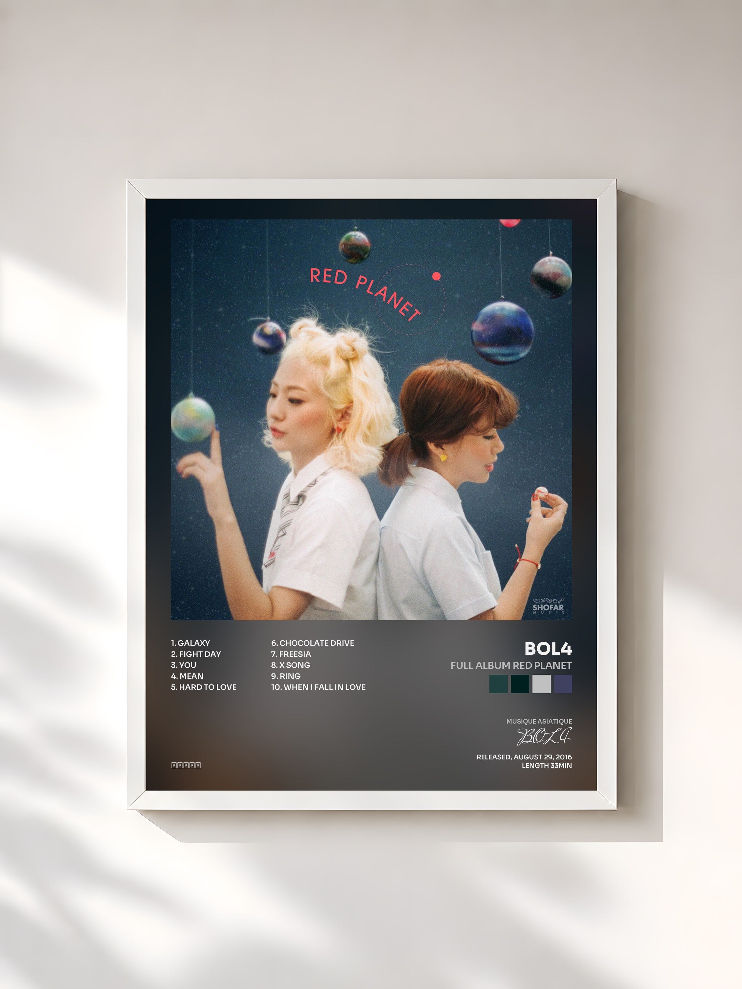 #blanc Tableau de l'album Full Album RED PLANET de BOL4, cadre blanc, imprimé et encadré en France