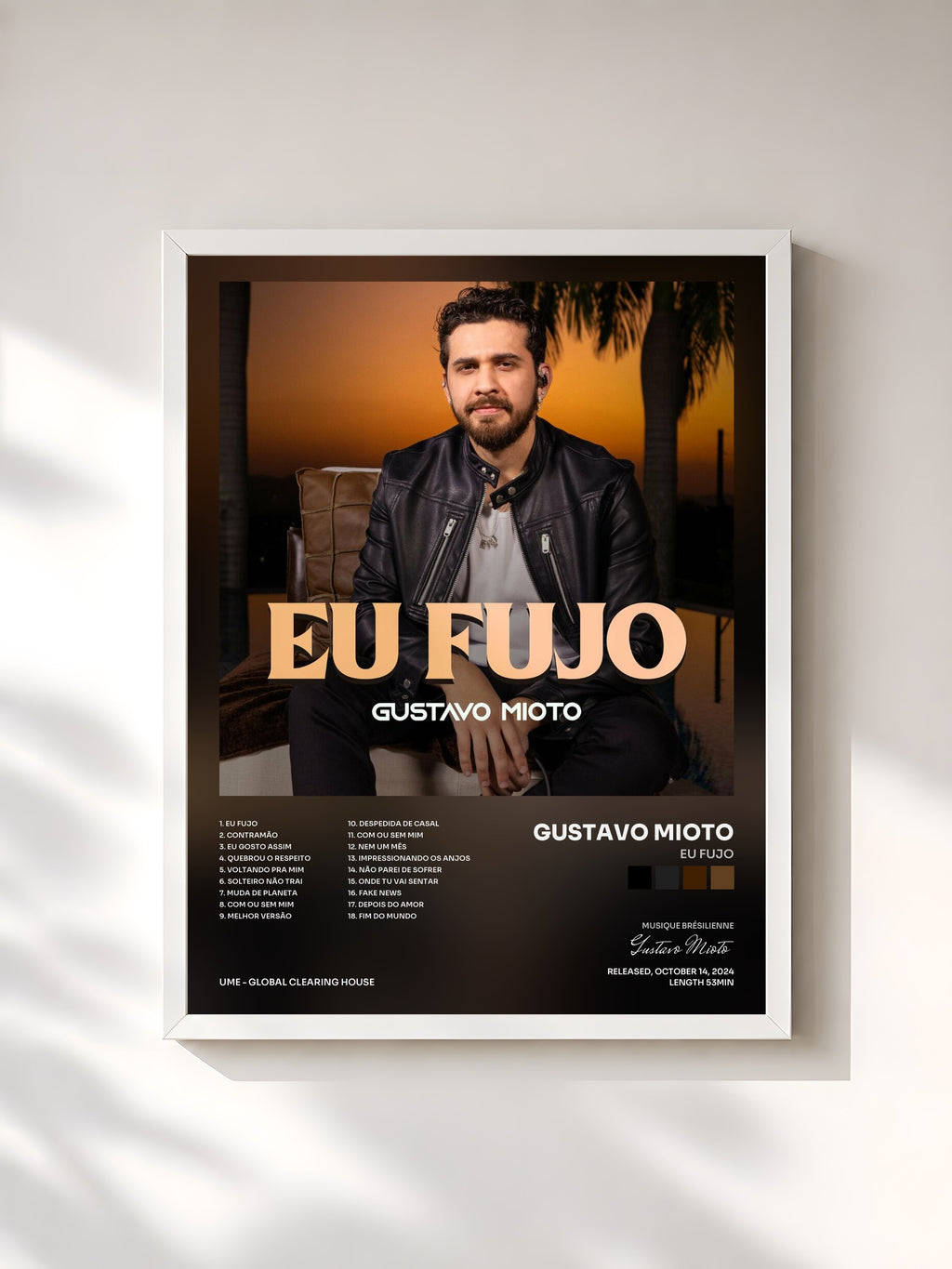 #blanc Tableau de l'album Eu Fujo de Gustavo Mioto, cadre blanc, imprimé et encadré en France