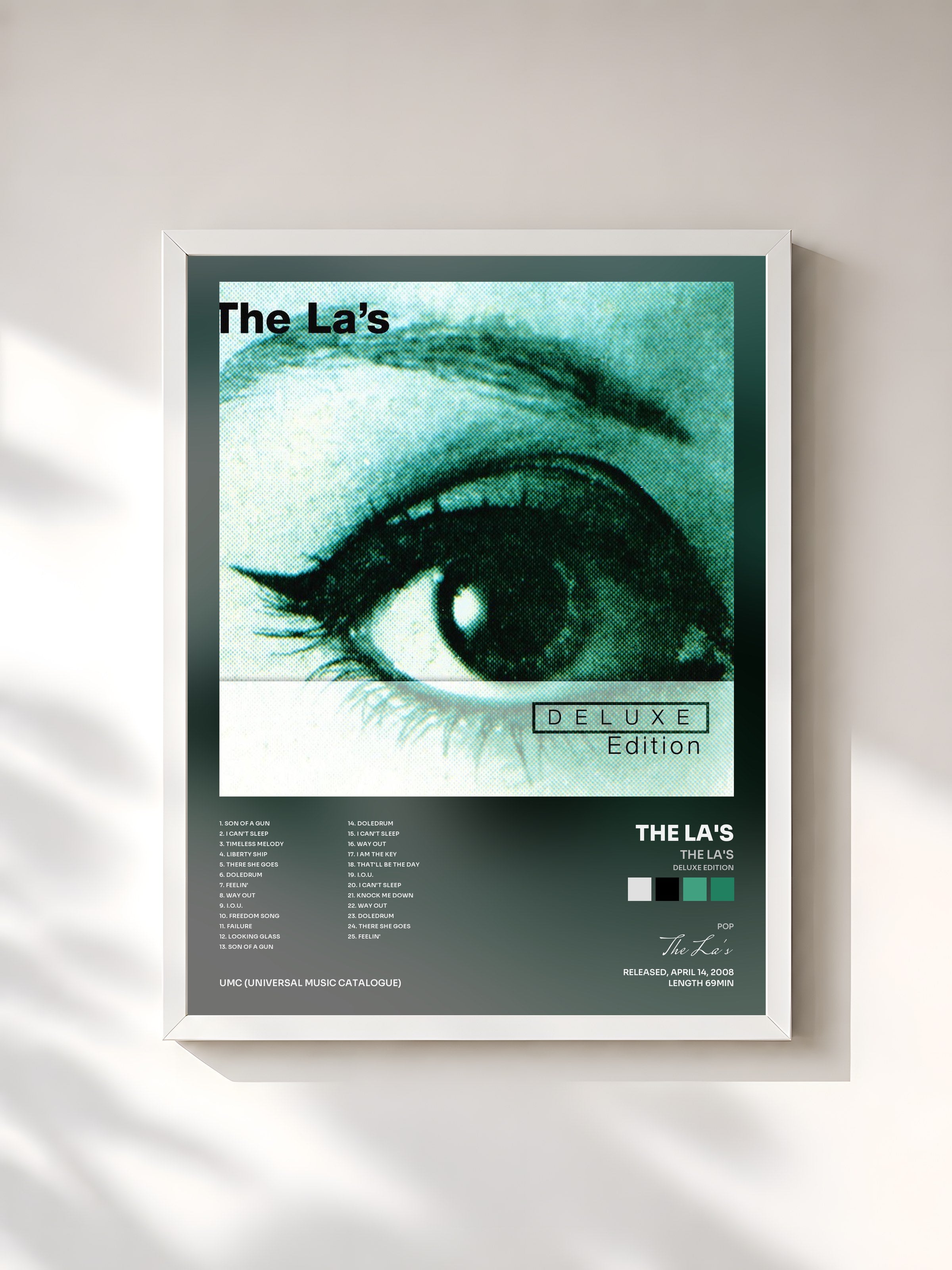 #blanc Tableau de l'album The La's (Deluxe Edition) de The La's, cadre blanc, imprimé et encadré en France