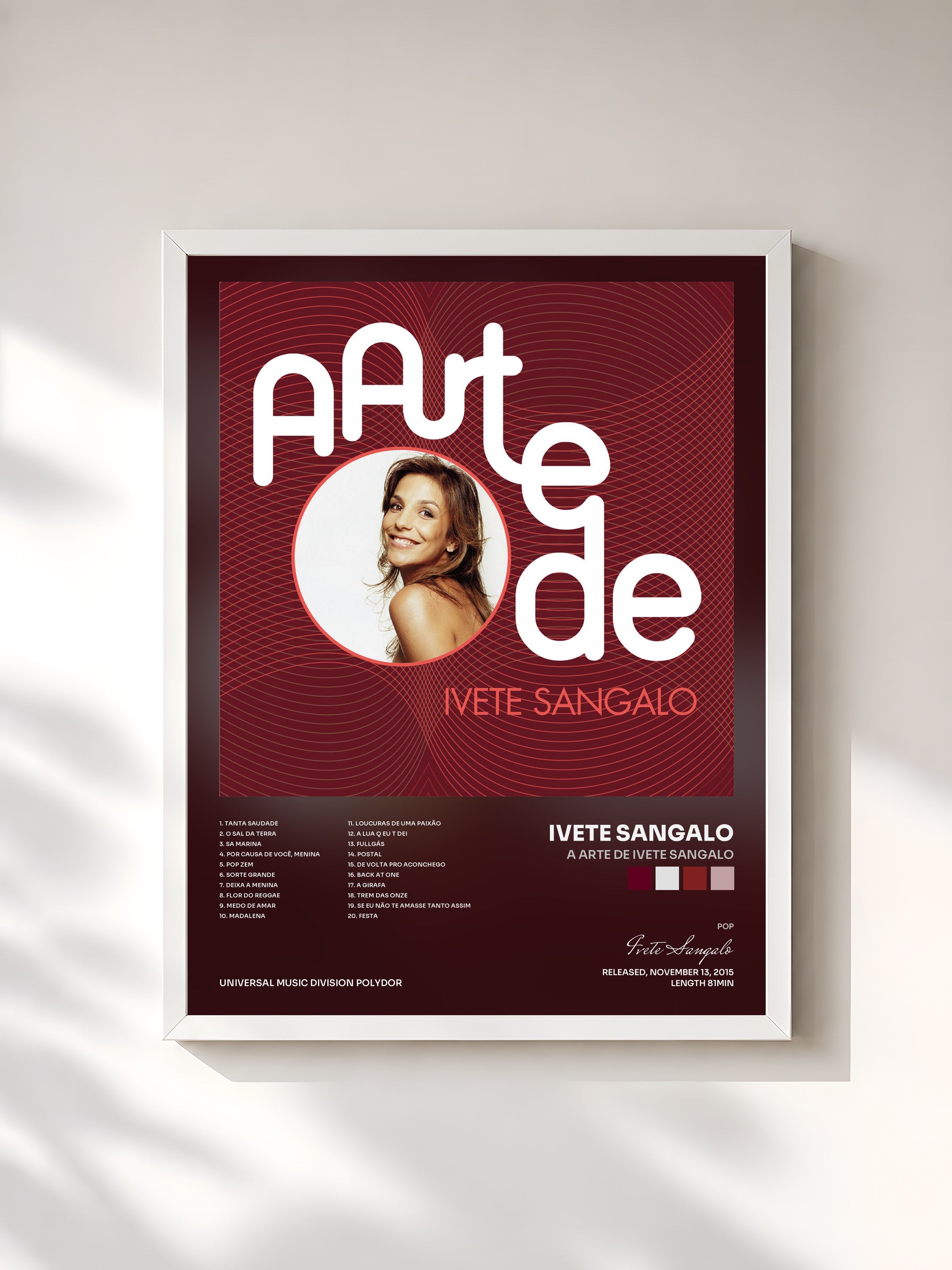 #blanc Tableau de l'album A Arte De Ivete Sangalo de Ivete Sangalo, cadre blanc, imprimé et encadré en France