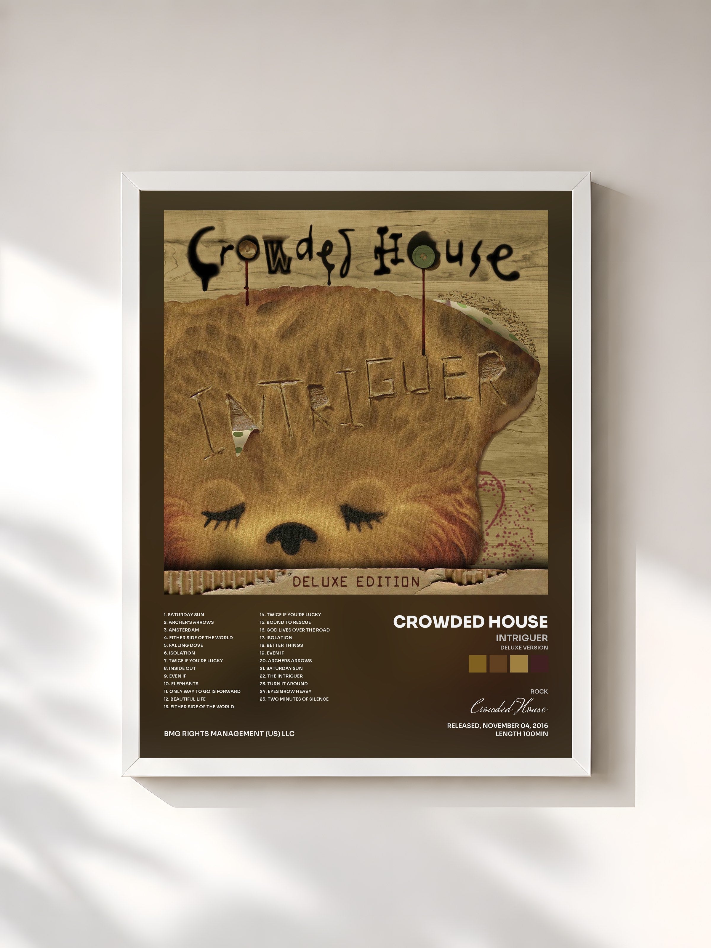 #blanc Tableau de l'album Intriguer (Deluxe Version) de Crowded House, cadre blanc, imprimé et encadré en France