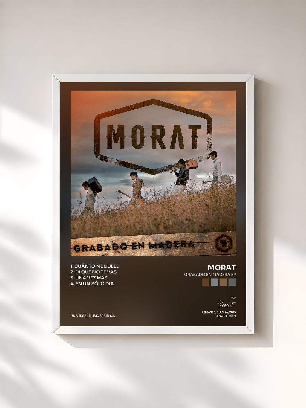 #blanc Tableau de l'album Grabado En Madera EP de Morat, cadre blanc, imprimé et encadré en France