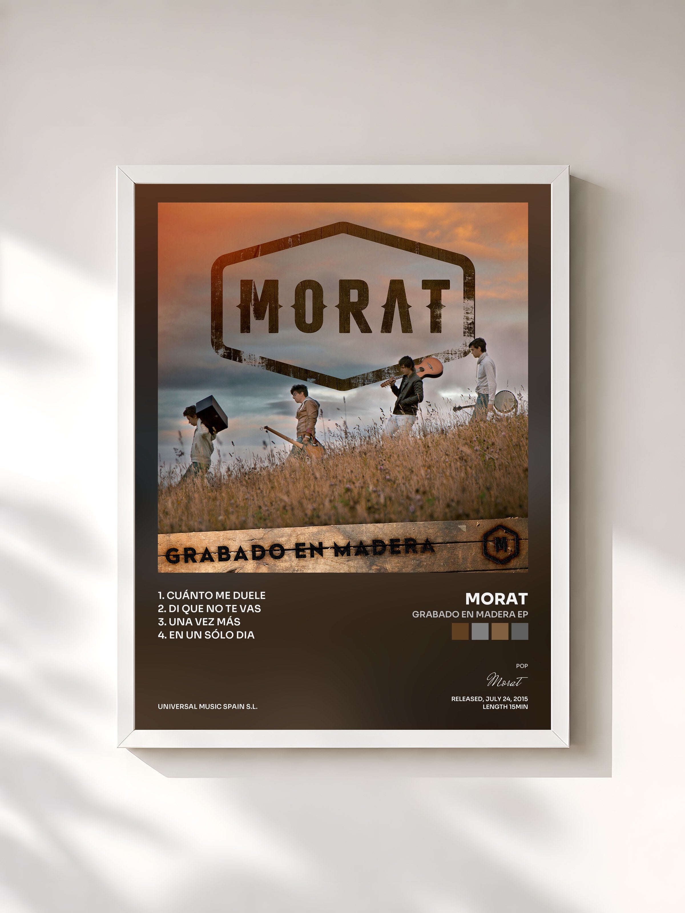 #blanc Tableau de l'album Grabado En Madera EP de Morat, cadre blanc, imprimé et encadré en France
