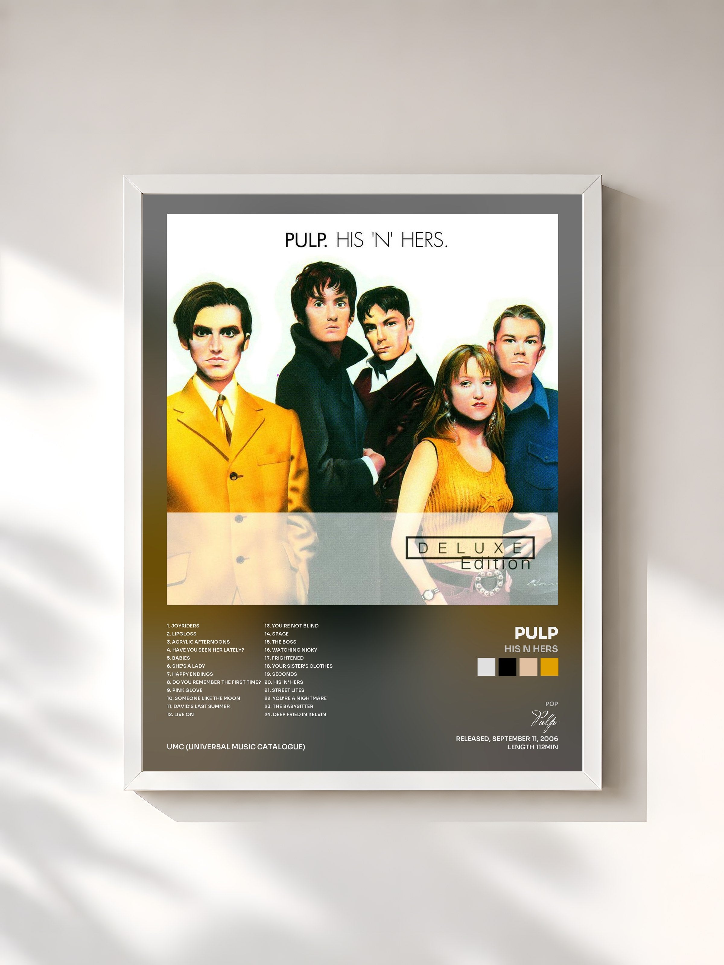 #blanc Tableau de l'album His N Hers de Pulp, cadre blanc, imprimé et encadré en France