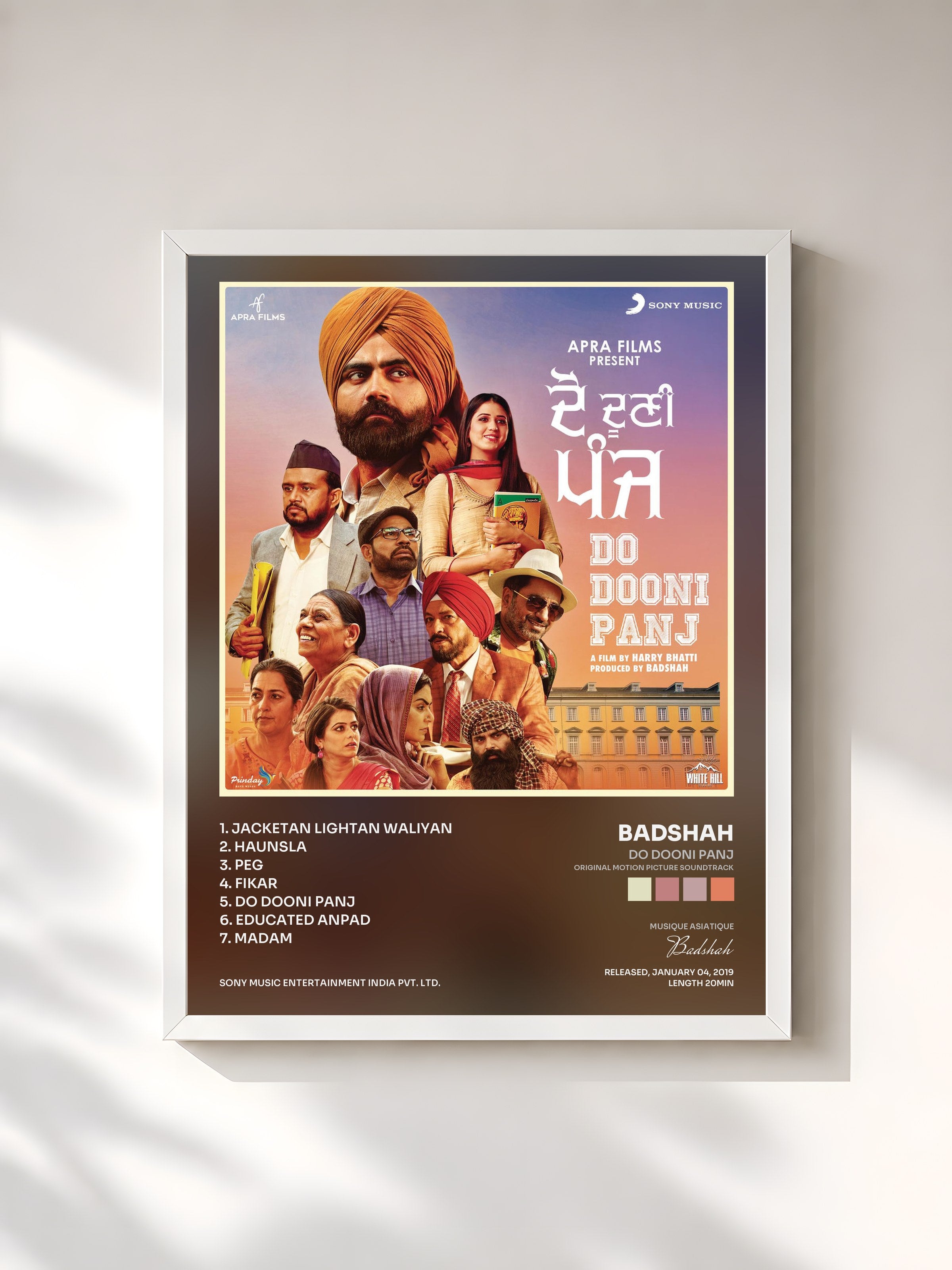 #blanc Tableau de l'album Do Dooni Panj (Original Motion Picture Soundtrack) de Badshah, cadre blanc, imprimé et encadré en France