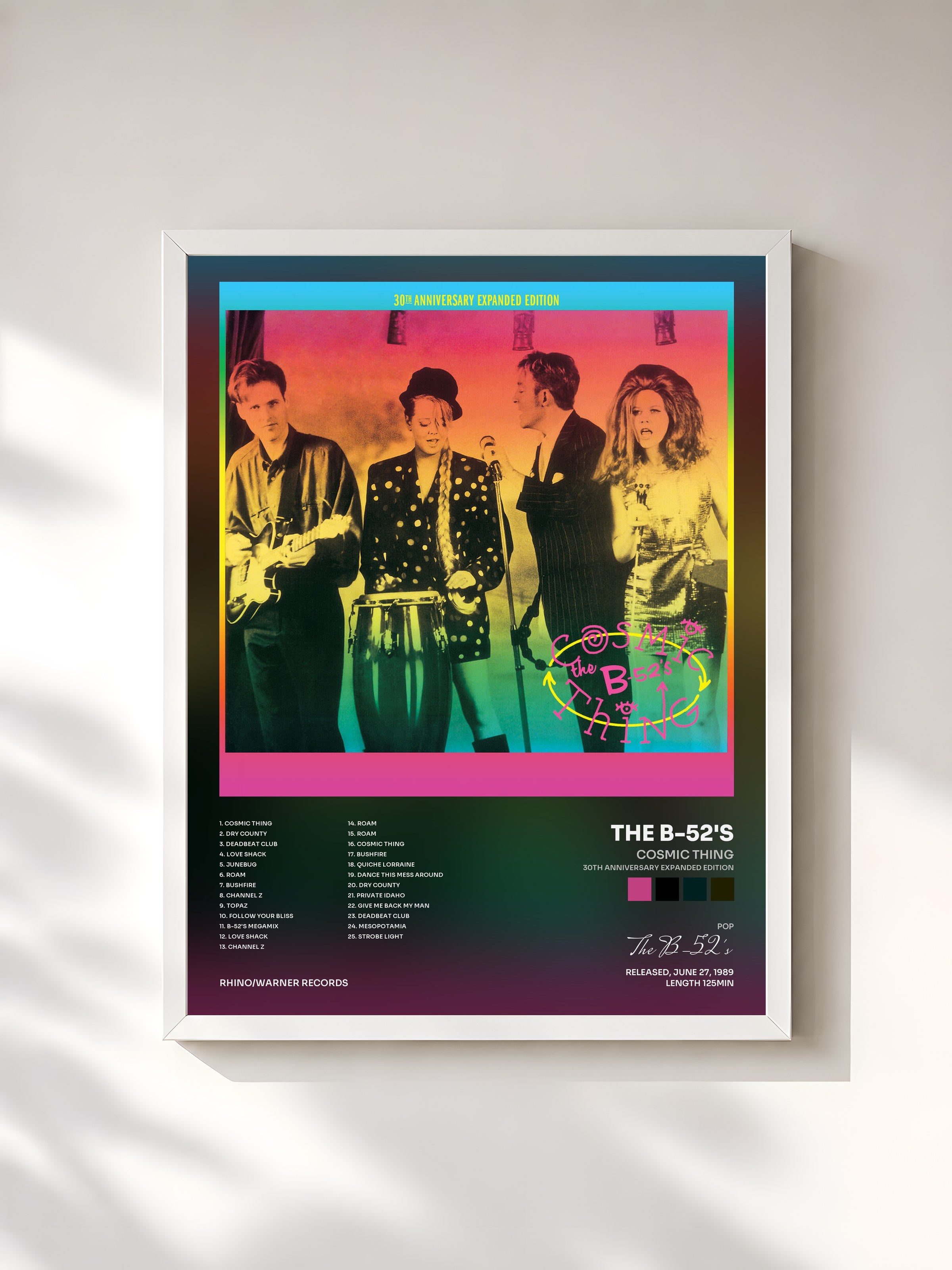 #blanc Tableau de l'album Cosmic Thing (30th Anniversary Expanded Edition) de The B-52's, cadre blanc, imprimé et encadré en France