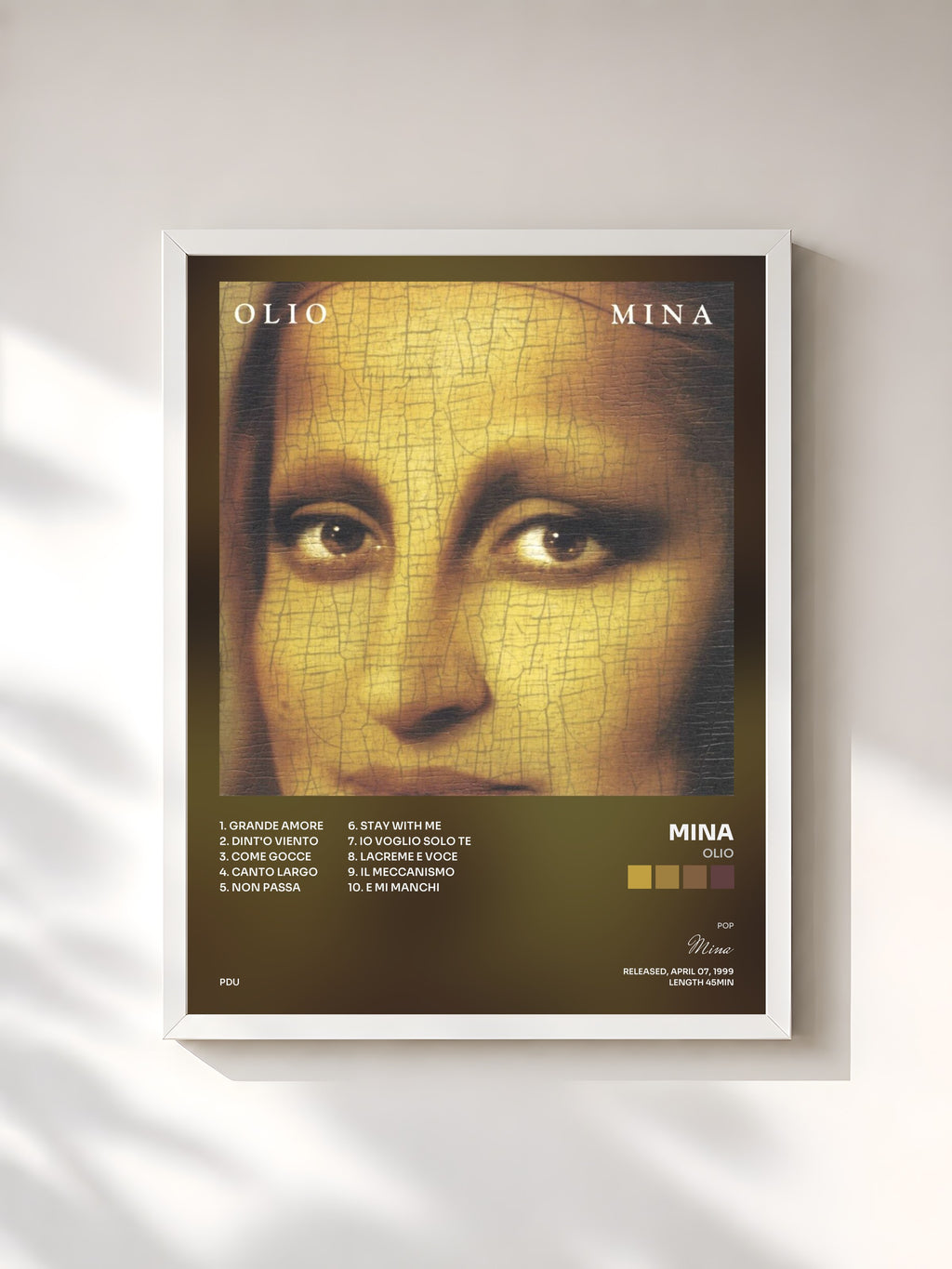 #blanc Olio by Mina as a framed art print, white frame, printed and framed in France