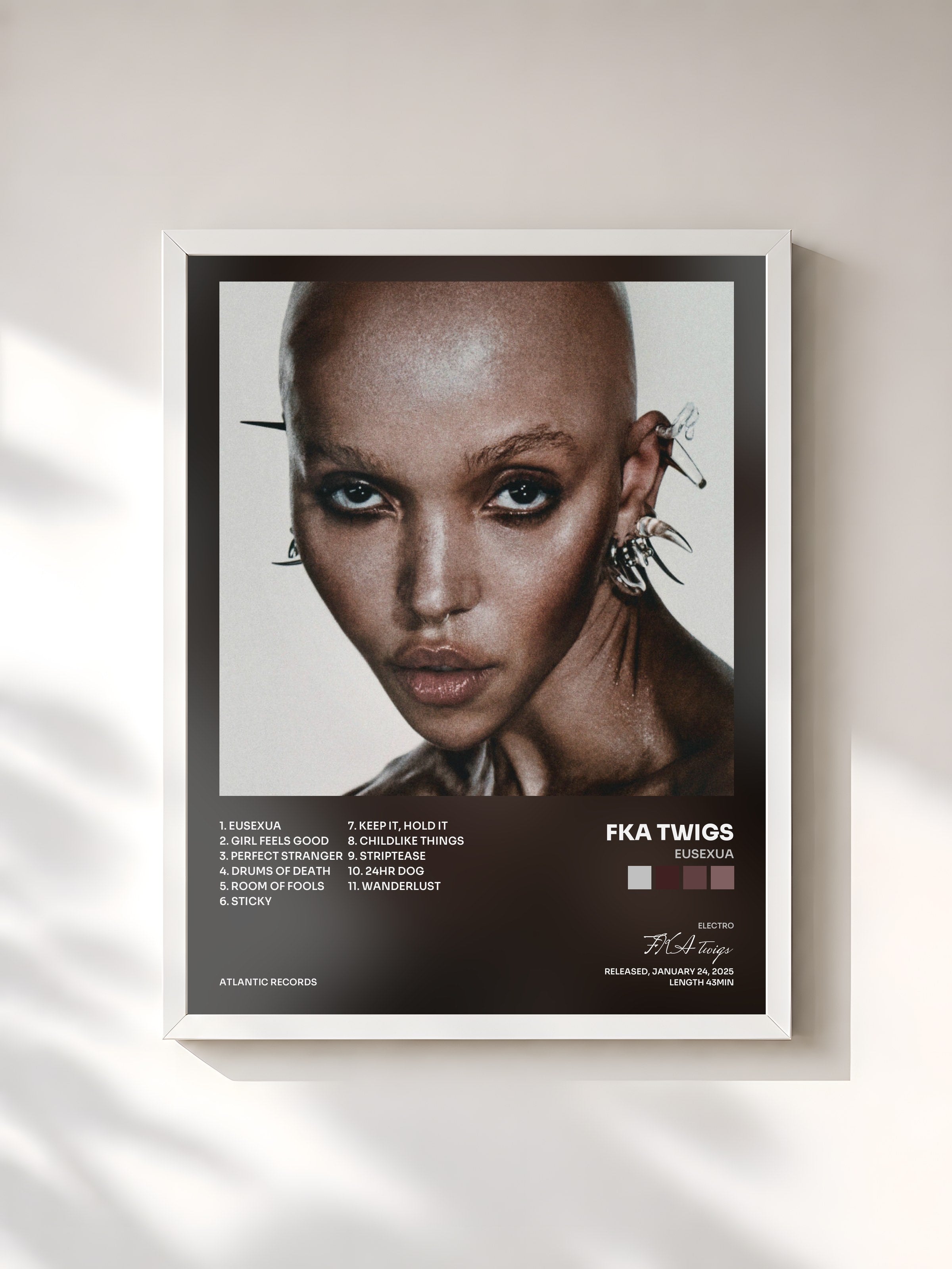 #blanc Tableau de l'album EUSEXUA de FKA twigs, cadre blanc, imprimé et encadré en France