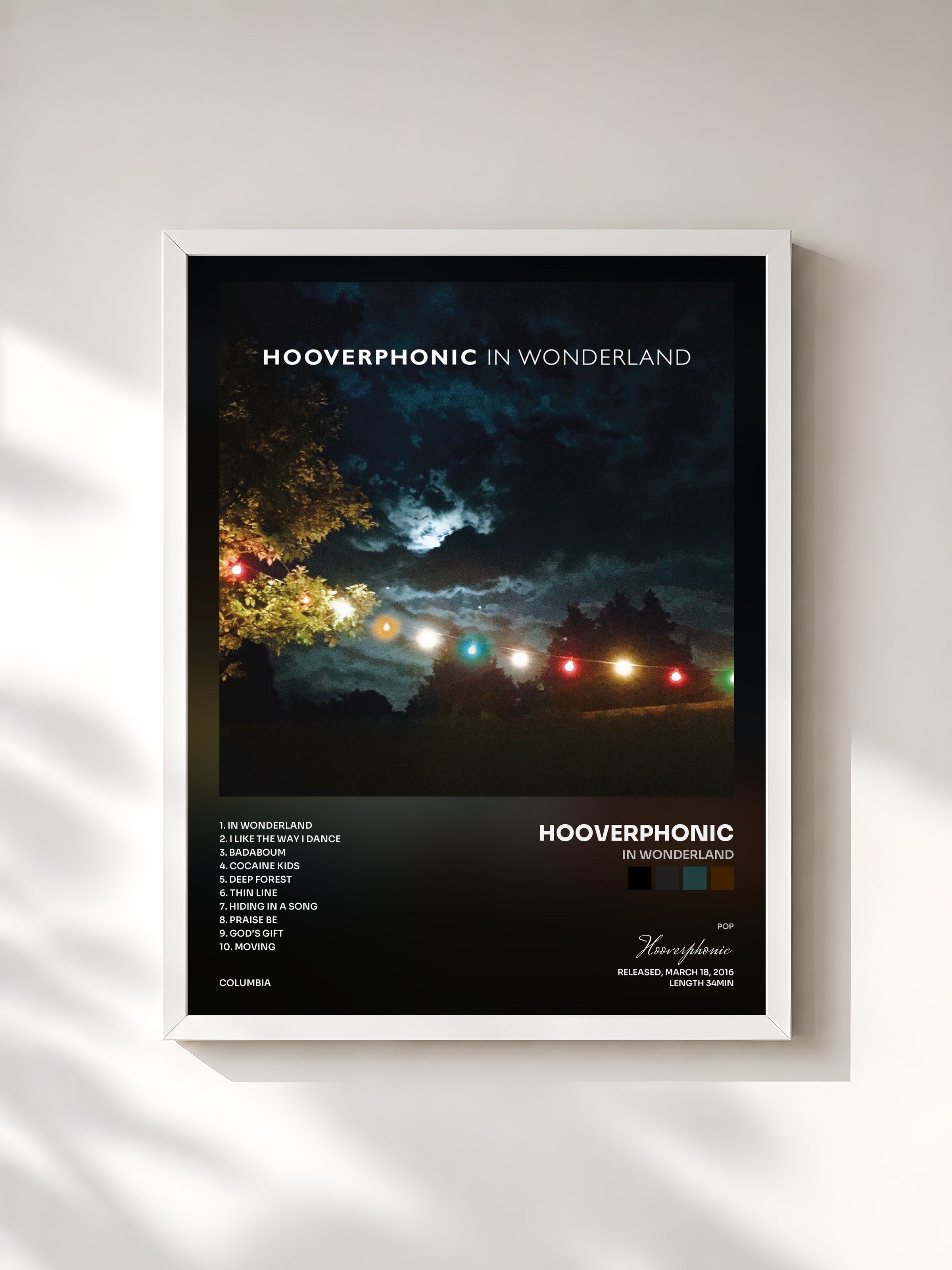 #blanc Tableau de l'album In Wonderland de Hooverphonic, cadre blanc, imprimé et encadré en France