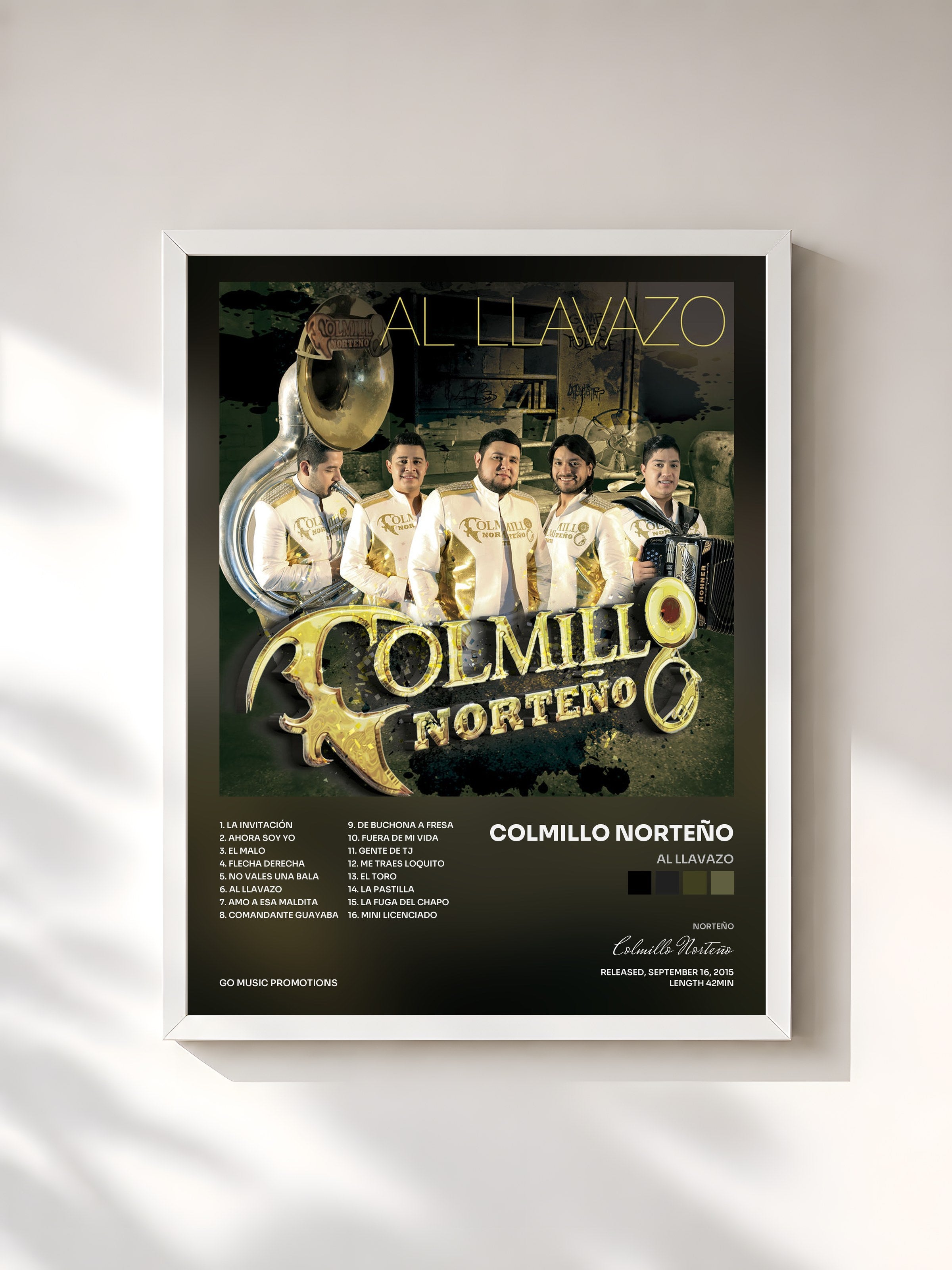 #blanc Tableau de l'album Al Llavazo de Colmillo Norteño, cadre blanc, imprimé et encadré en France
