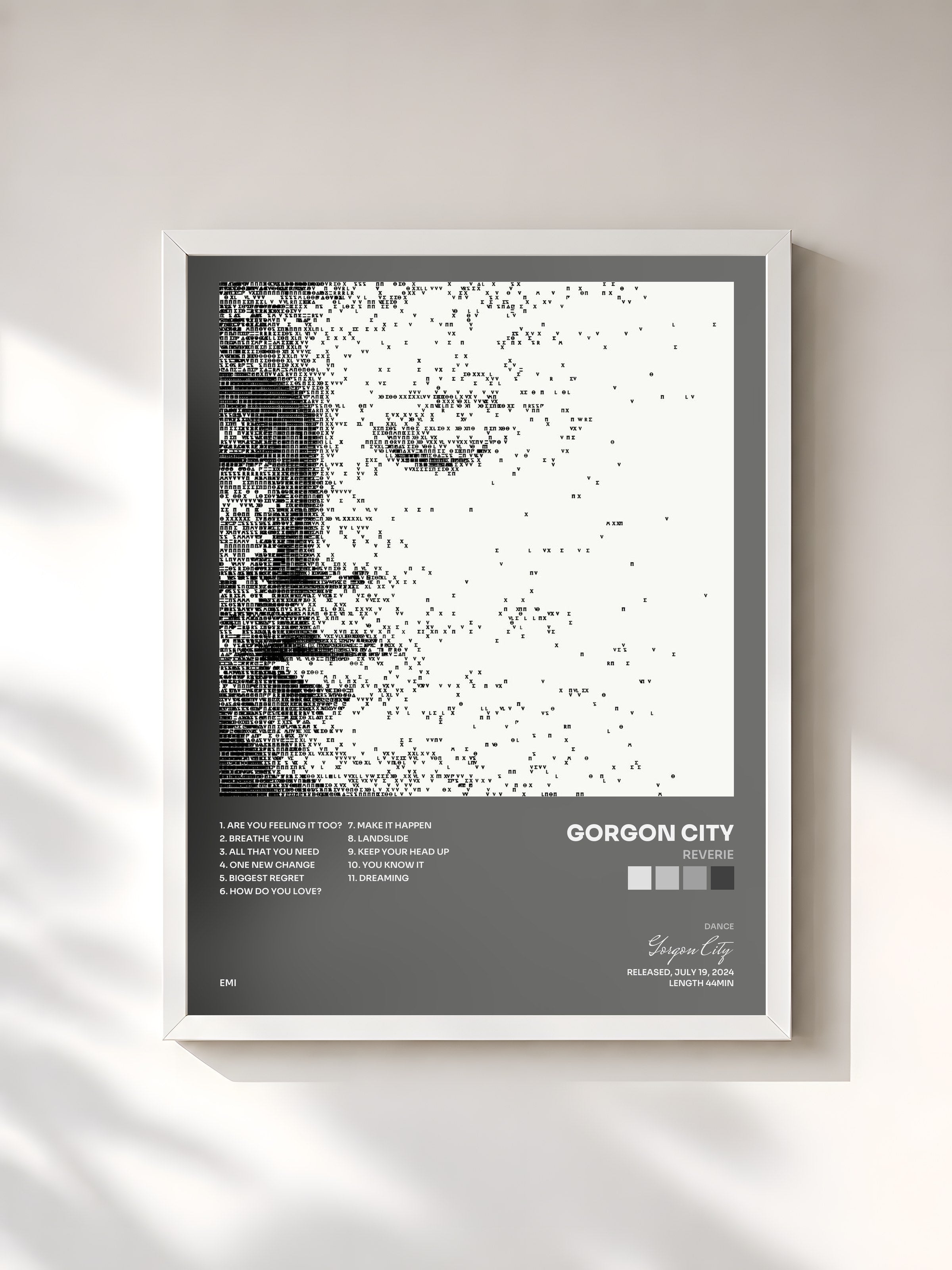 #blanc Tableau de l'album Reverie de Gorgon City, cadre blanc, imprimé et encadré en France
