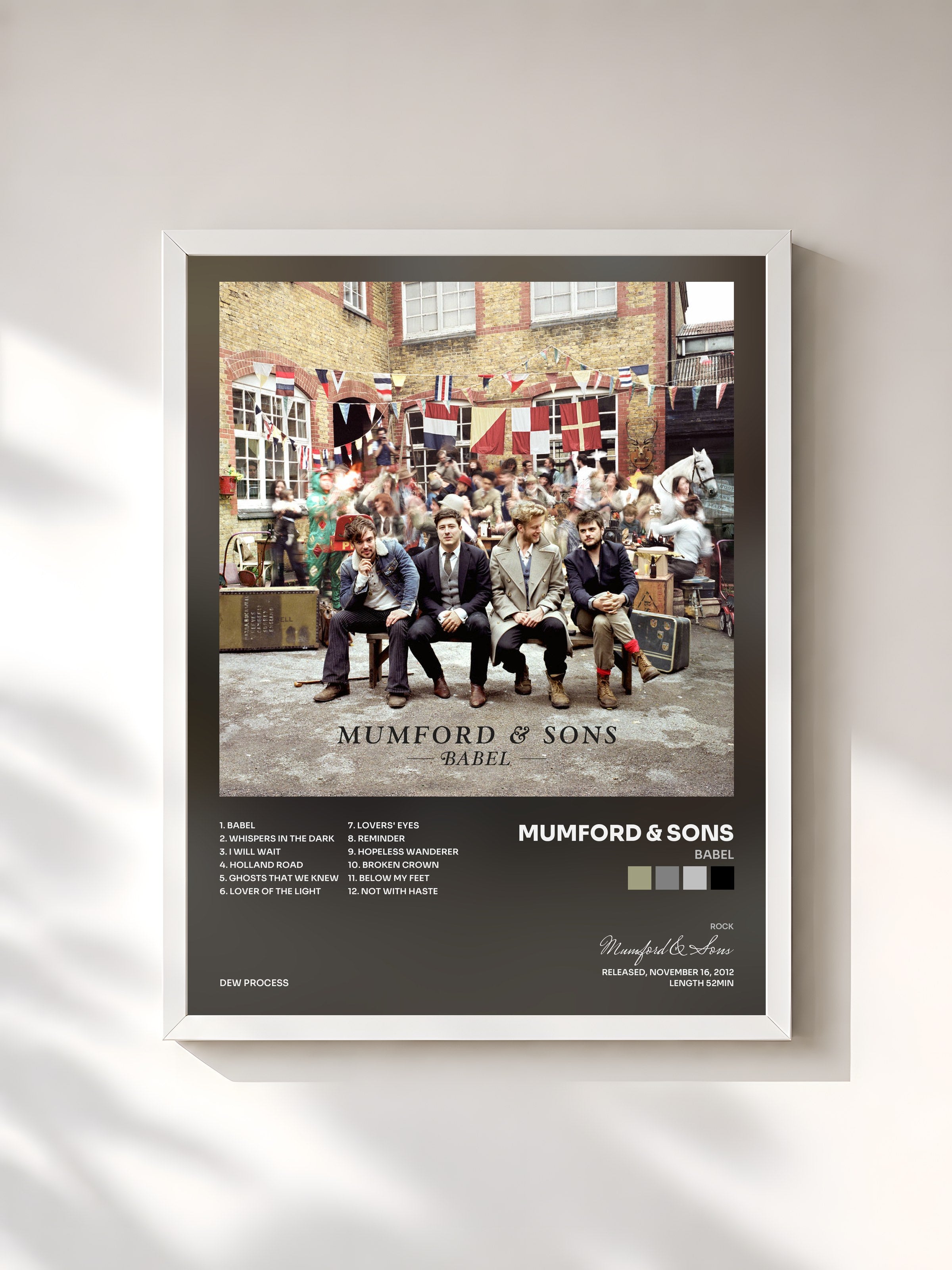 #blanc Tableau de l'album Babel de Mumford & Sons, cadre blanc, imprimé et encadré en France