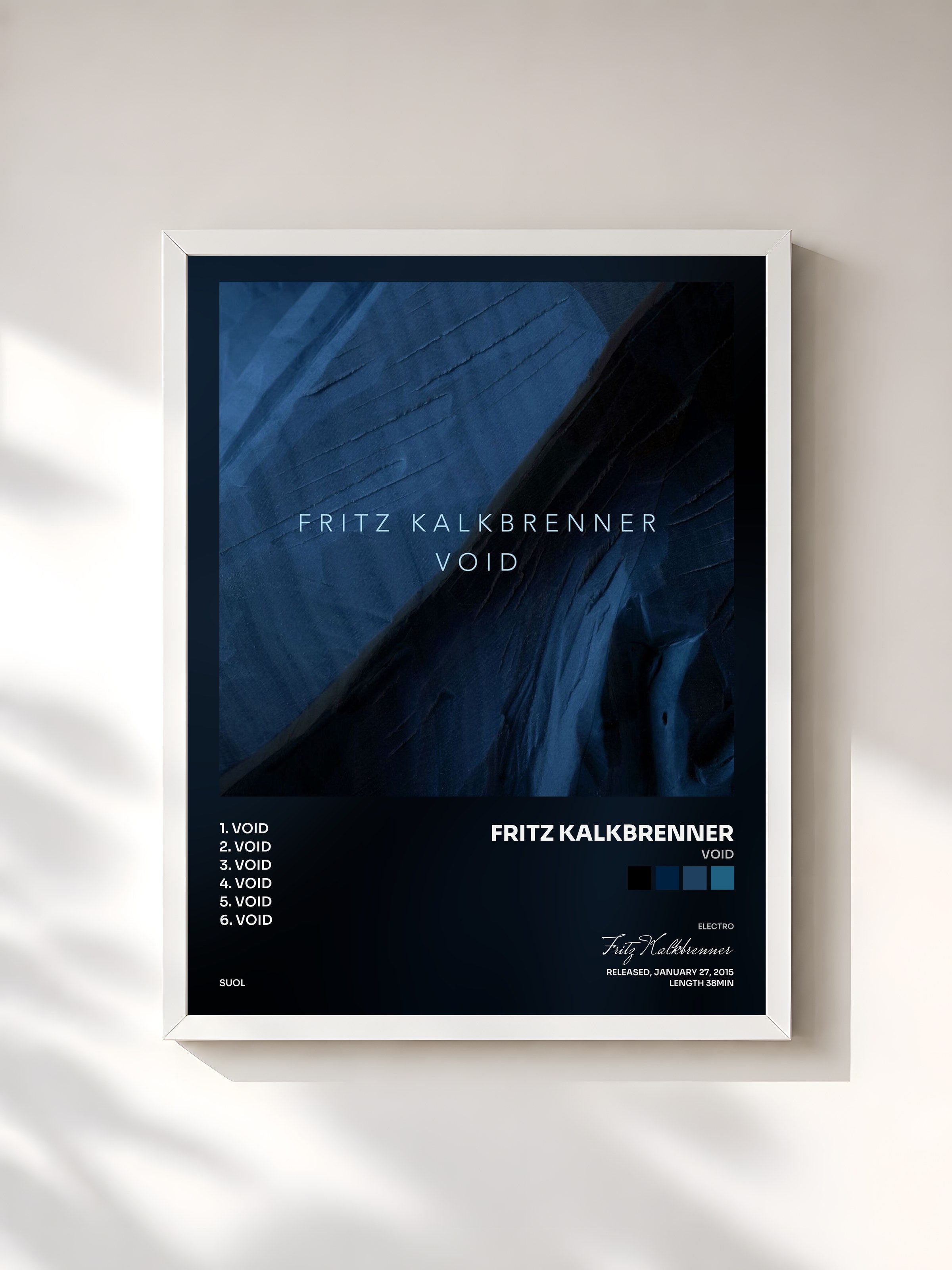 #blanc Tableau de l'album Void de Fritz Kalkbrenner, cadre blanc, imprimé et encadré en France