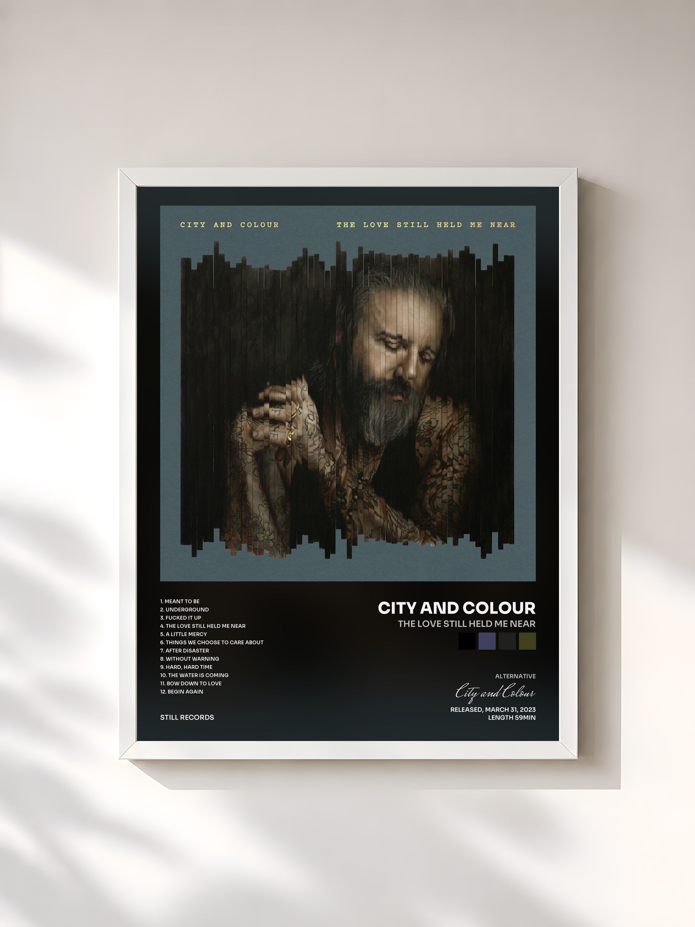 #blanc Tableau de l'album The Love Still Held Me Near de City and Colour, cadre blanc, imprimé et encadré en France