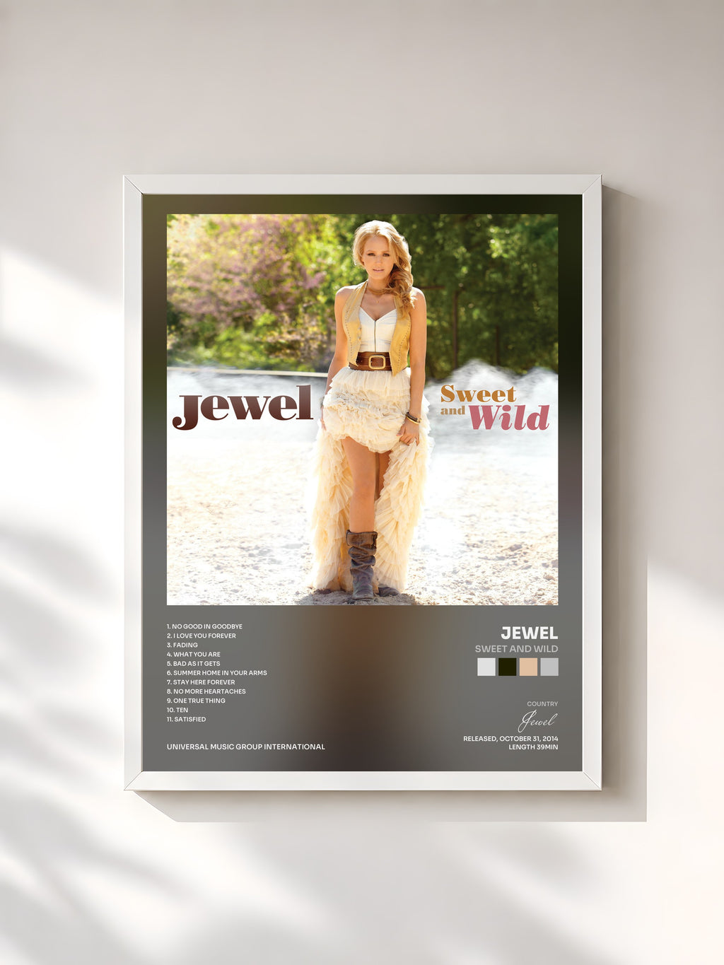 #blanc Sweet And Wild by Jewel as a framed art print, white frame, printed and framed in France
